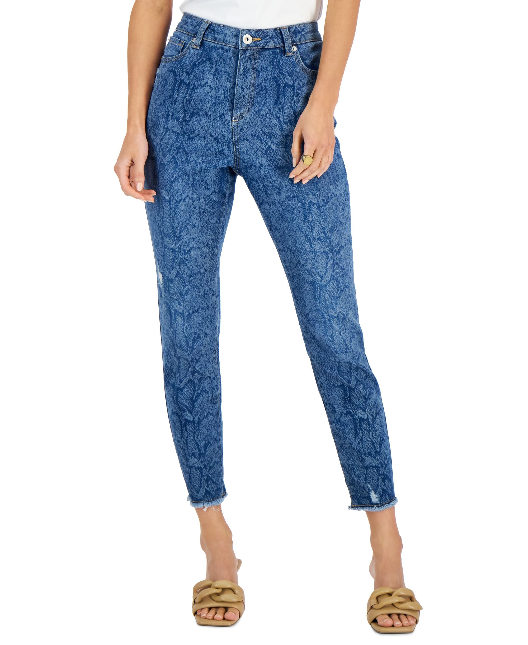 Petite High-Rise Snake-Print Skinny Jeans