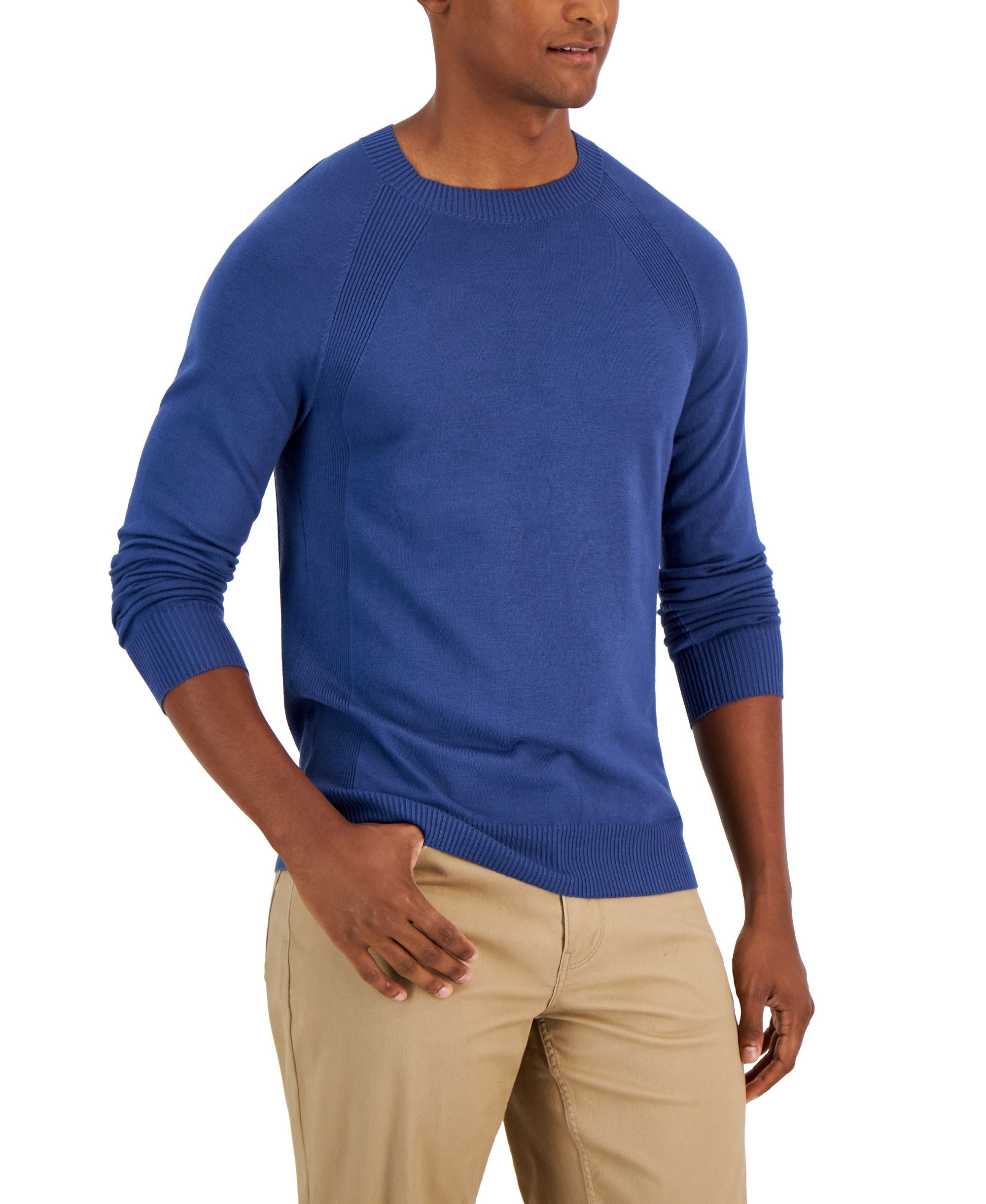 Alfani Mens Ribbed Raglan Sweater