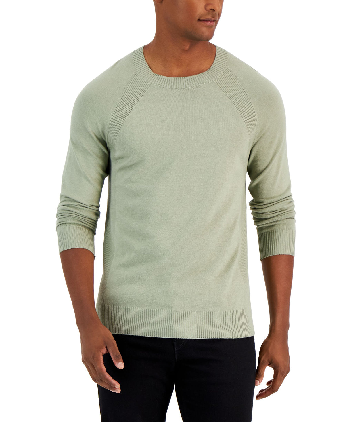 Alfani Mens Ribbed Raglan Sweater