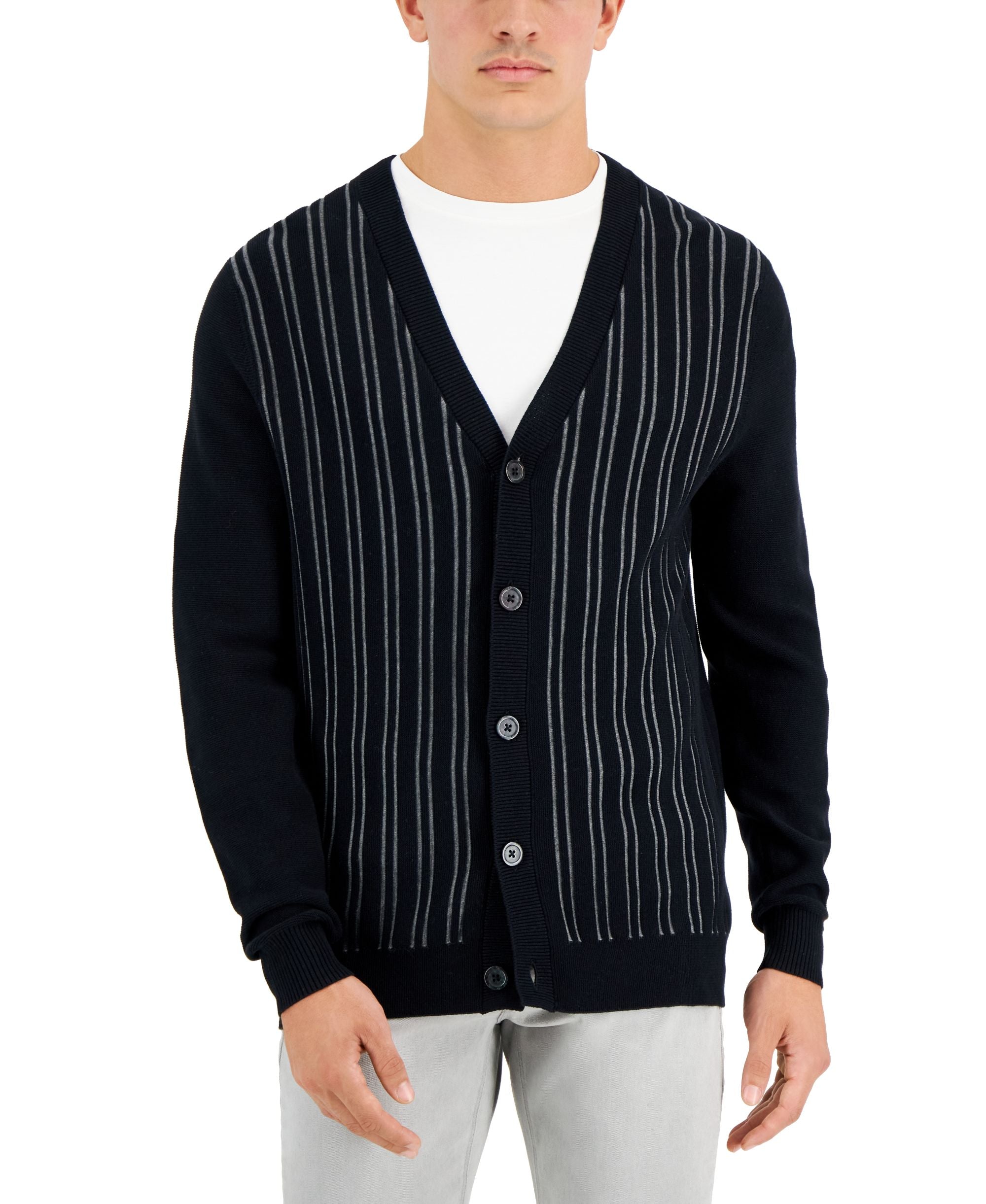 Alfani Mens Striped Cardigan