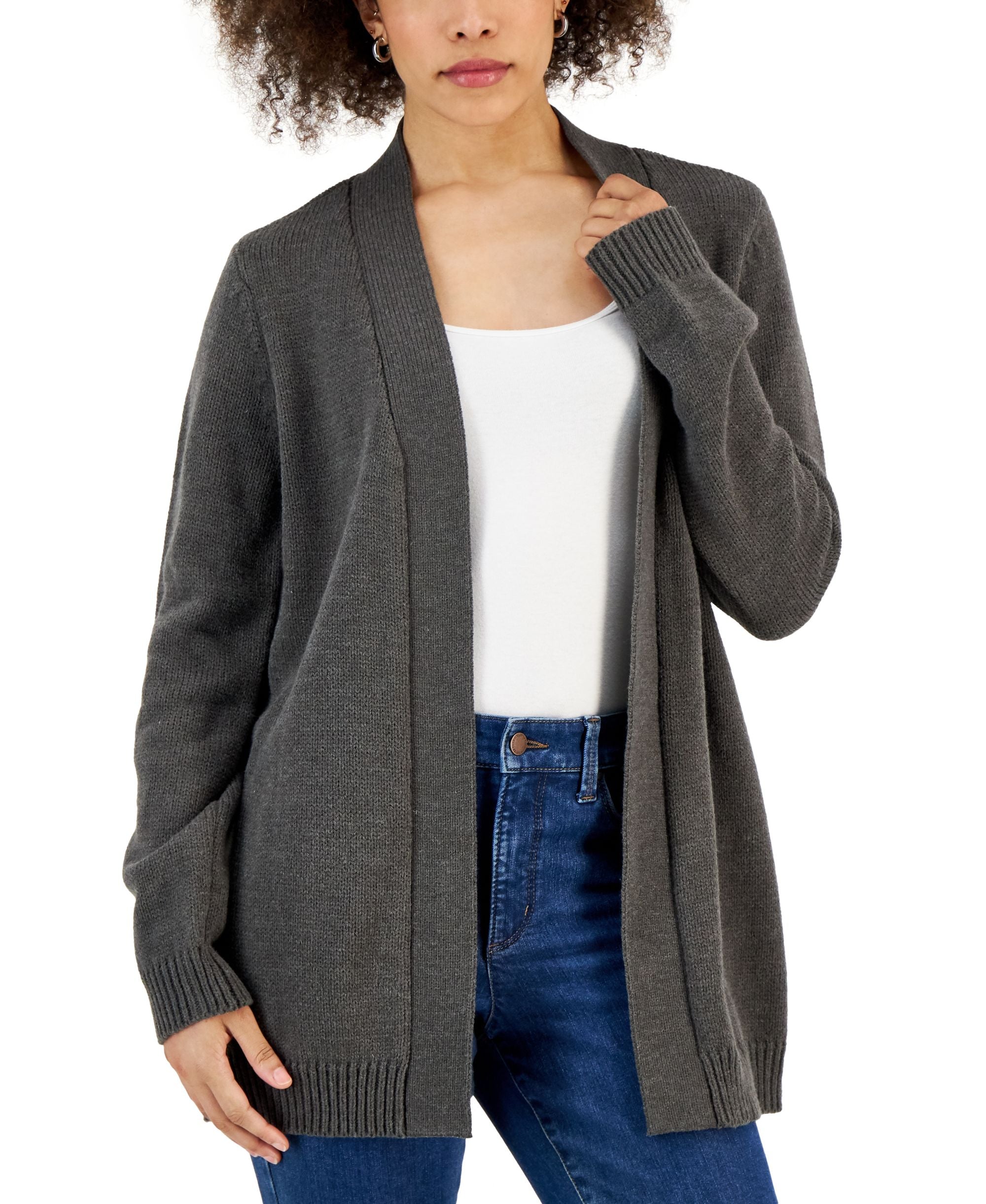 Karen Scott Womens Open Front Cardigan