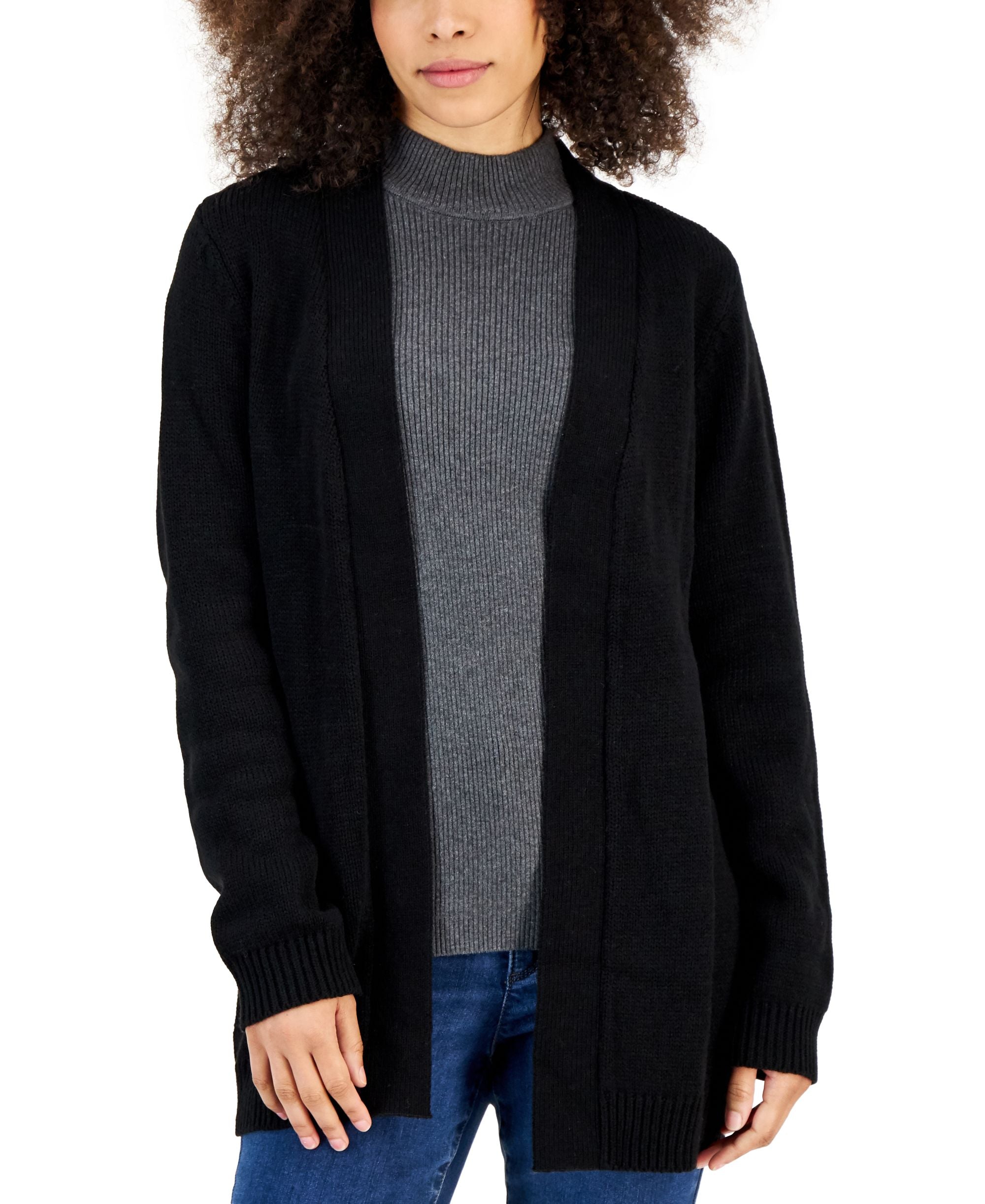 Karen Scott Womens Open Front Cardigan
