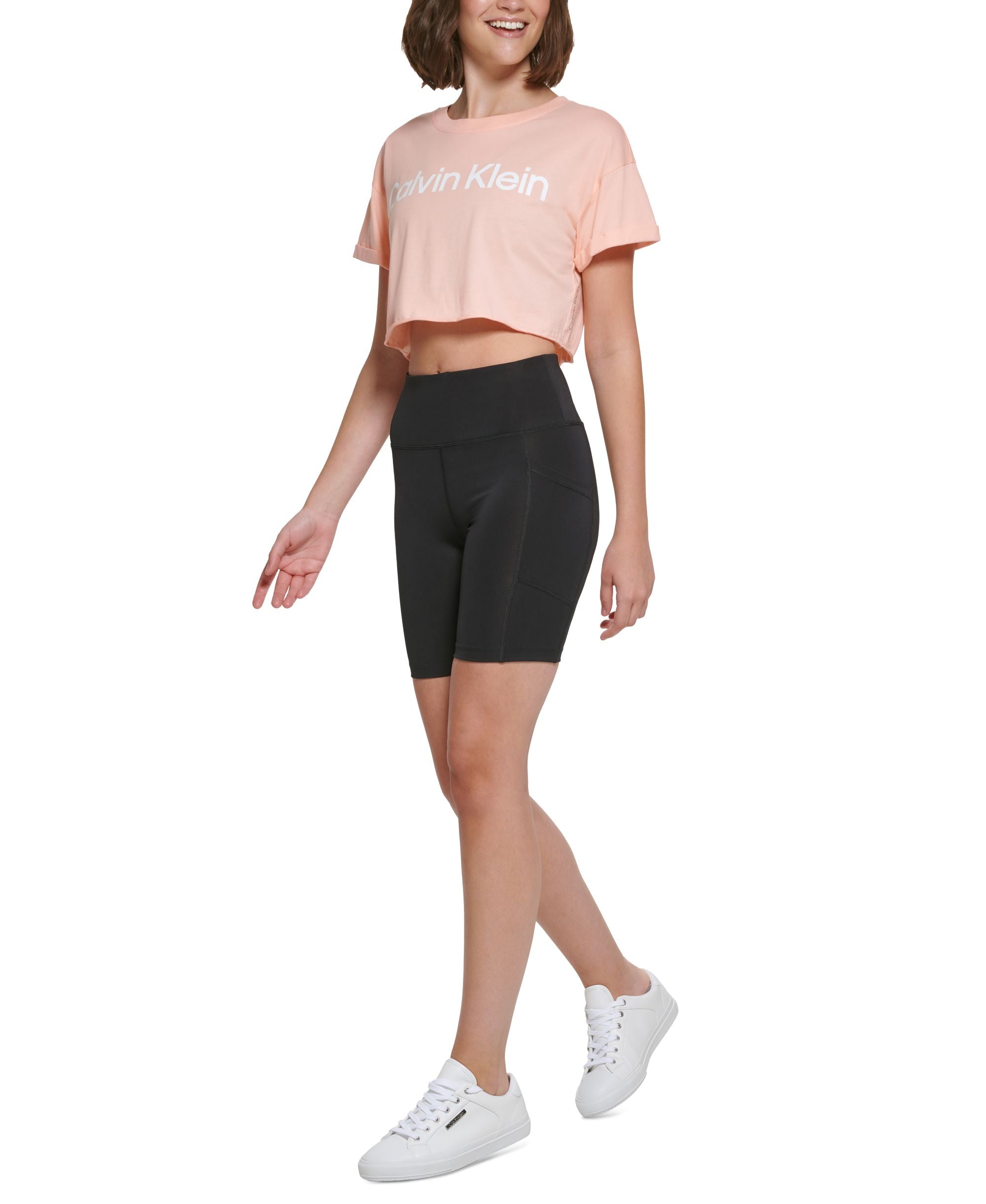 Calvin Klein Performance Womens Logo Cropped T-Shirt