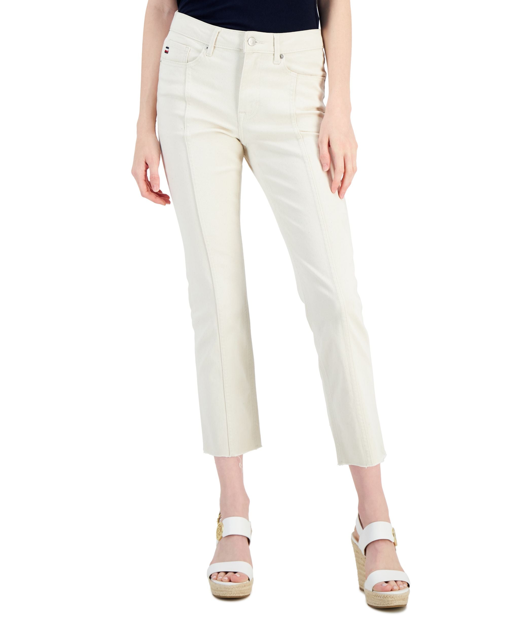 Tommy Hilfiger Womens Tribeca Raw Hem Front Seam Jeans