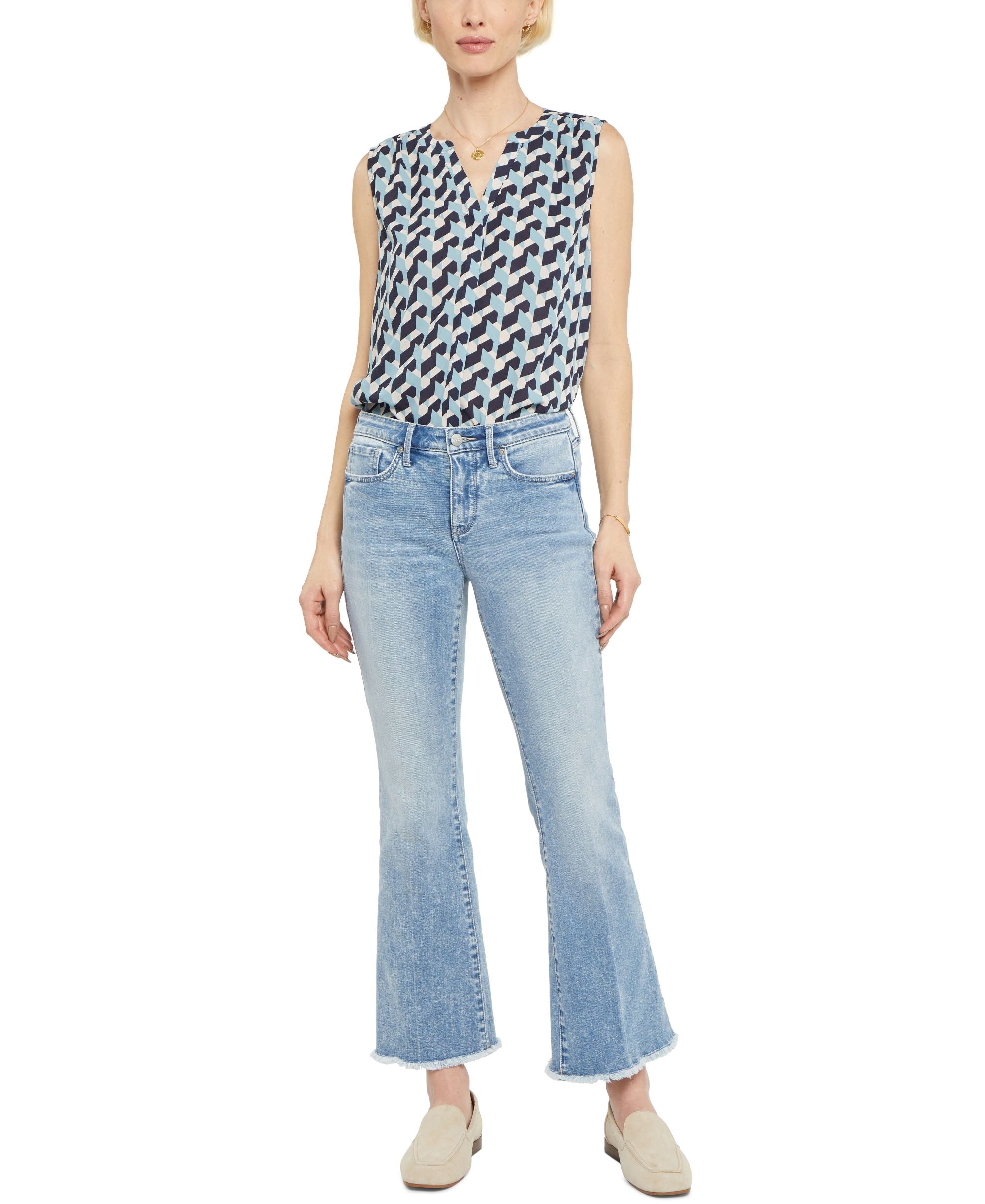 Nydj Flared Frayed Hem Jeans