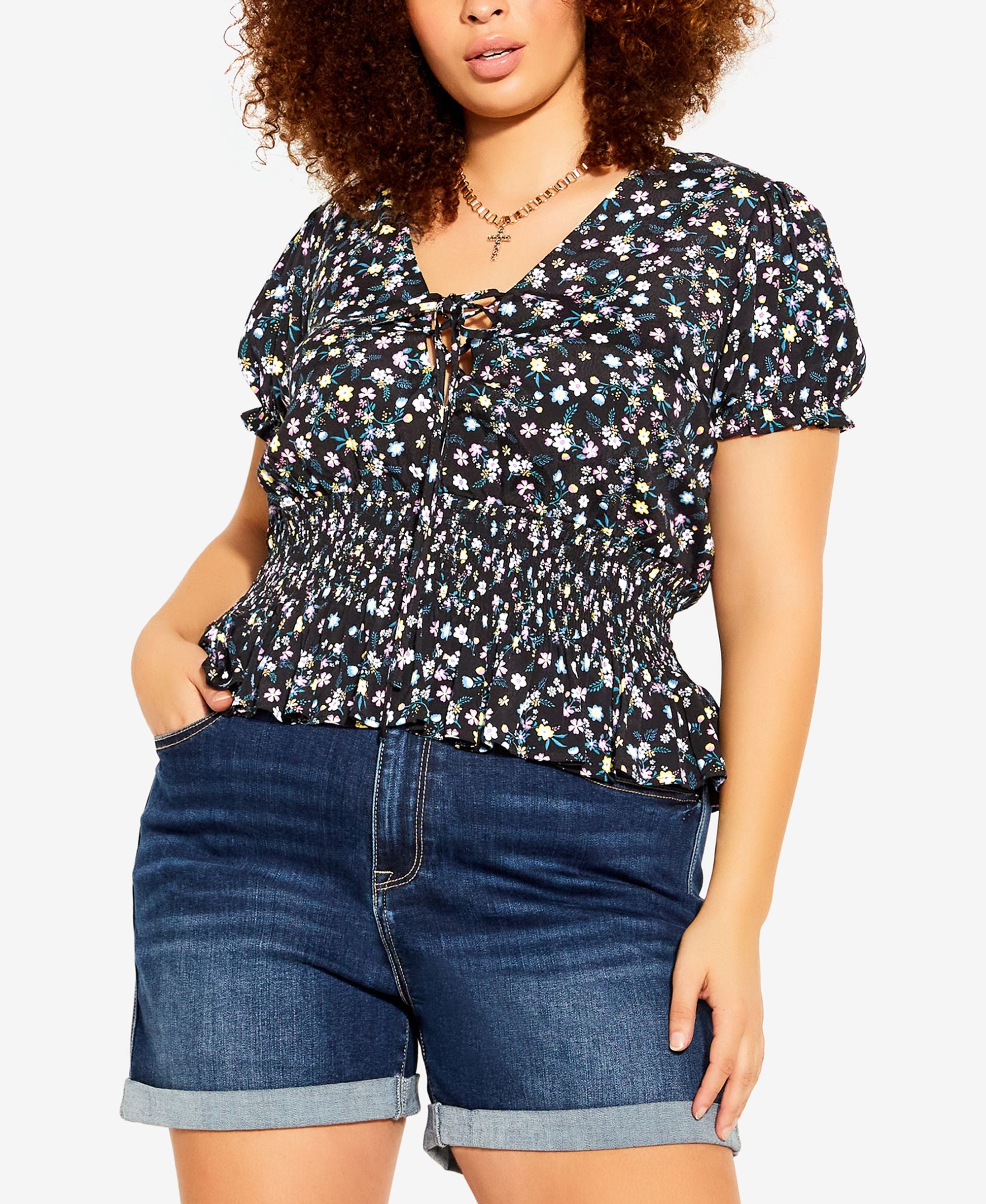 City Chic Trendy Plus Size Summer Daisy Top
