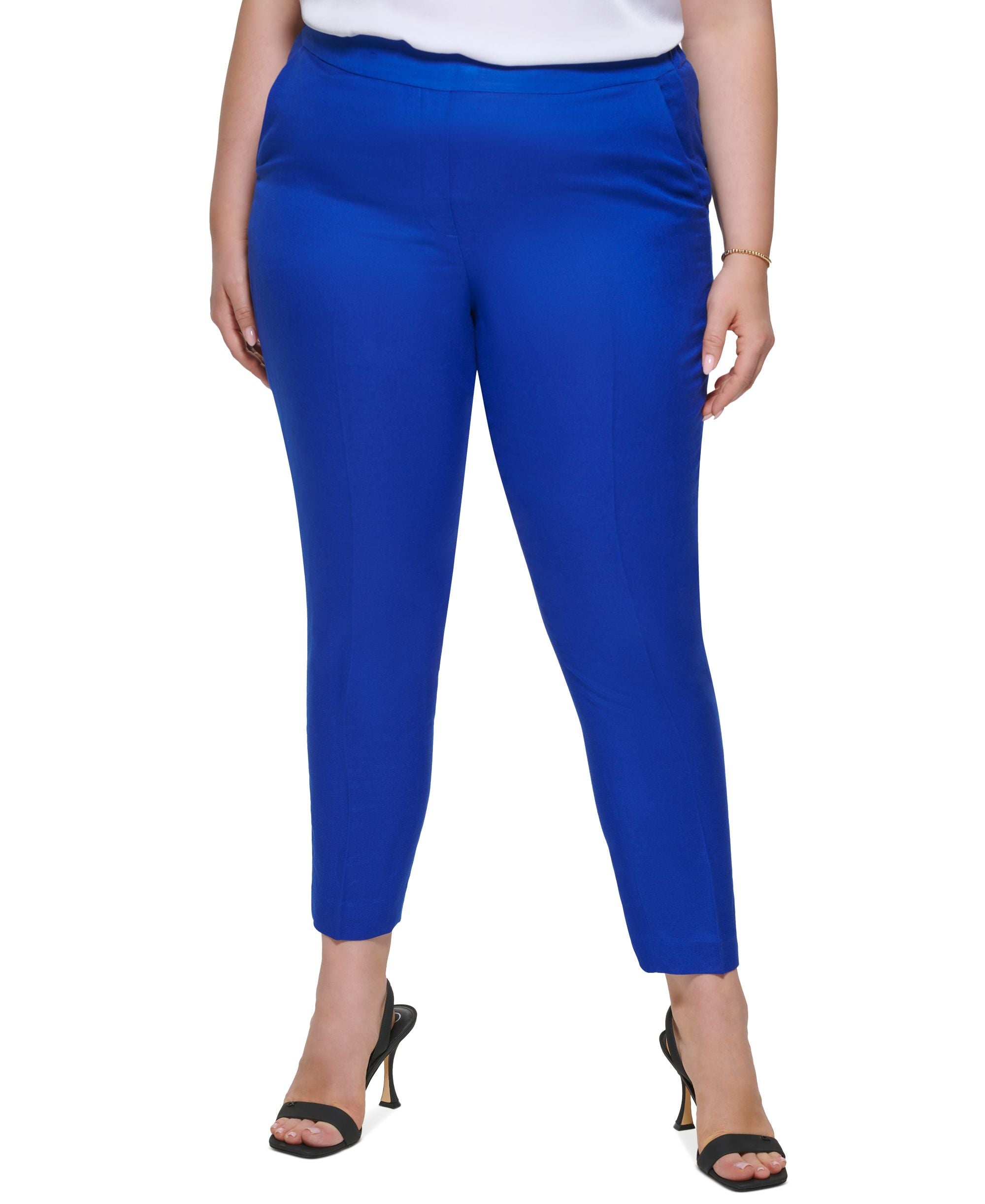 Calvin Klein Plus Size Linen Blend Pull On Pants