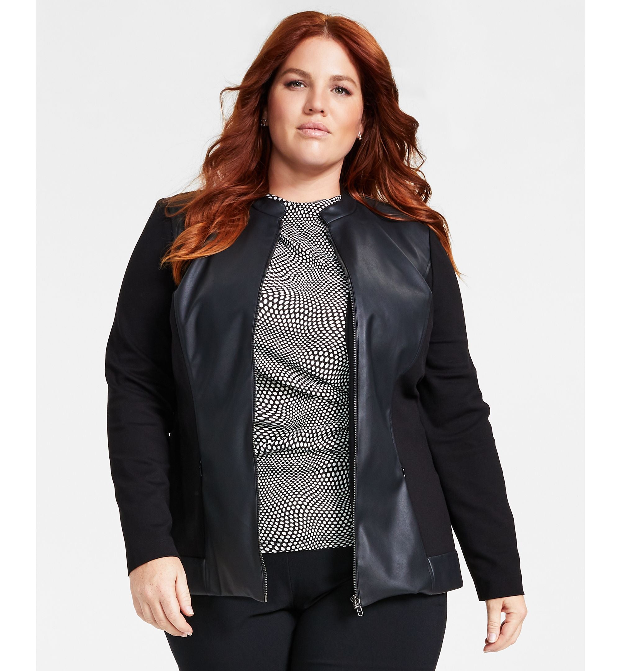 Alfani Plus Size Mixed Media Jacket