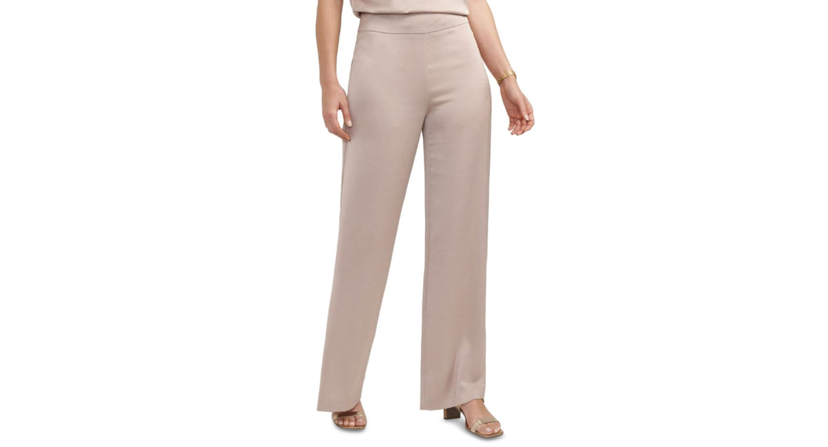 Anne Klein Petite Wide Leg Pull On Satin Pants
