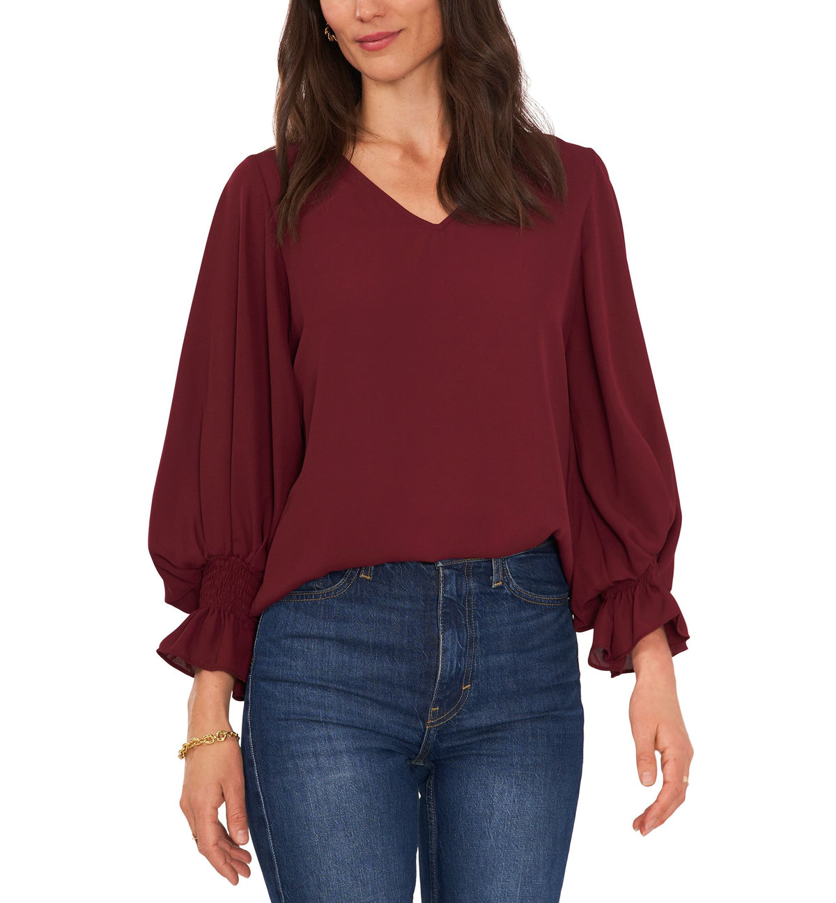 Plus Size Balloon-Sleeve Top