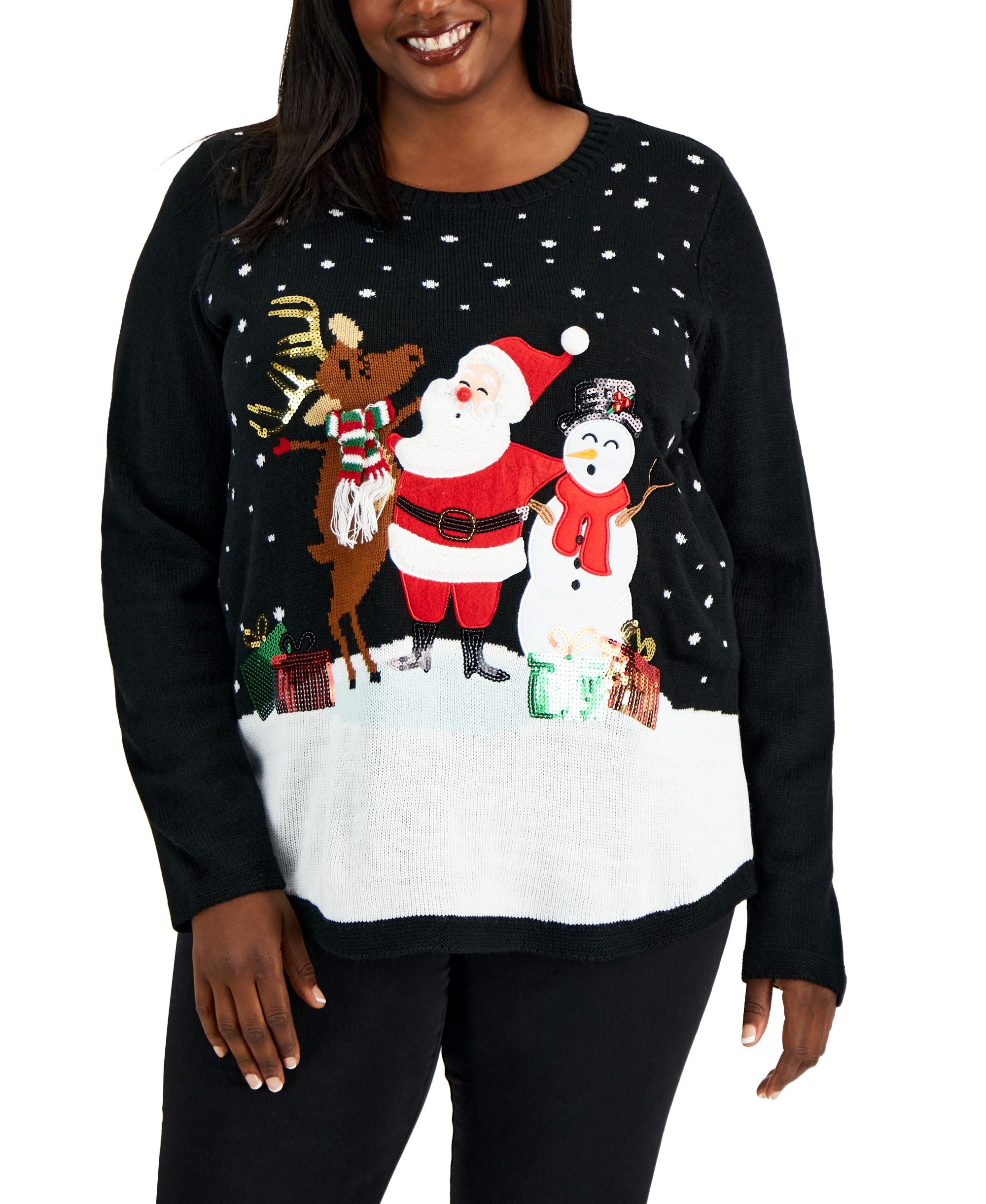 Karen Scott Plus Size Singing Santa Embellished Sweater