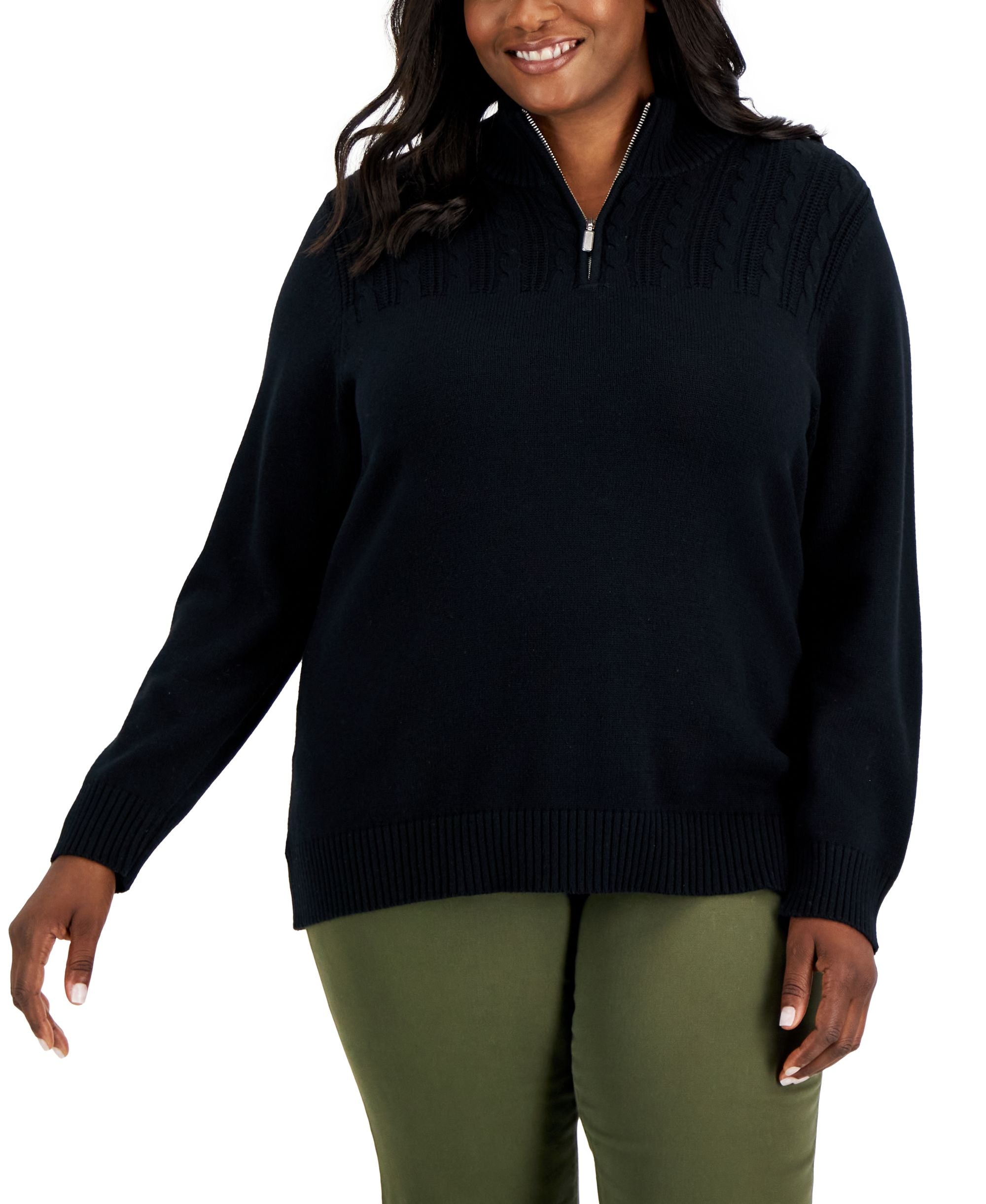 Plus Size Cotton Mock Turtleneck Sweater