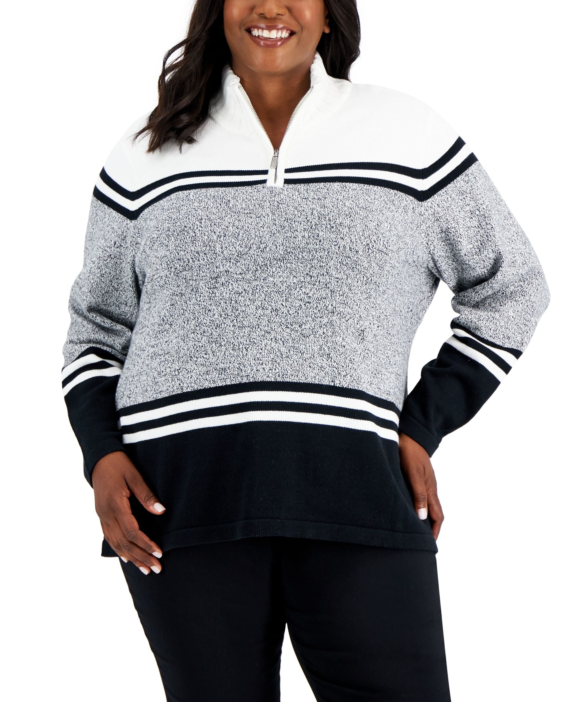 Karen Scott Plus Size Cotton Mock Turtleneck Sweater