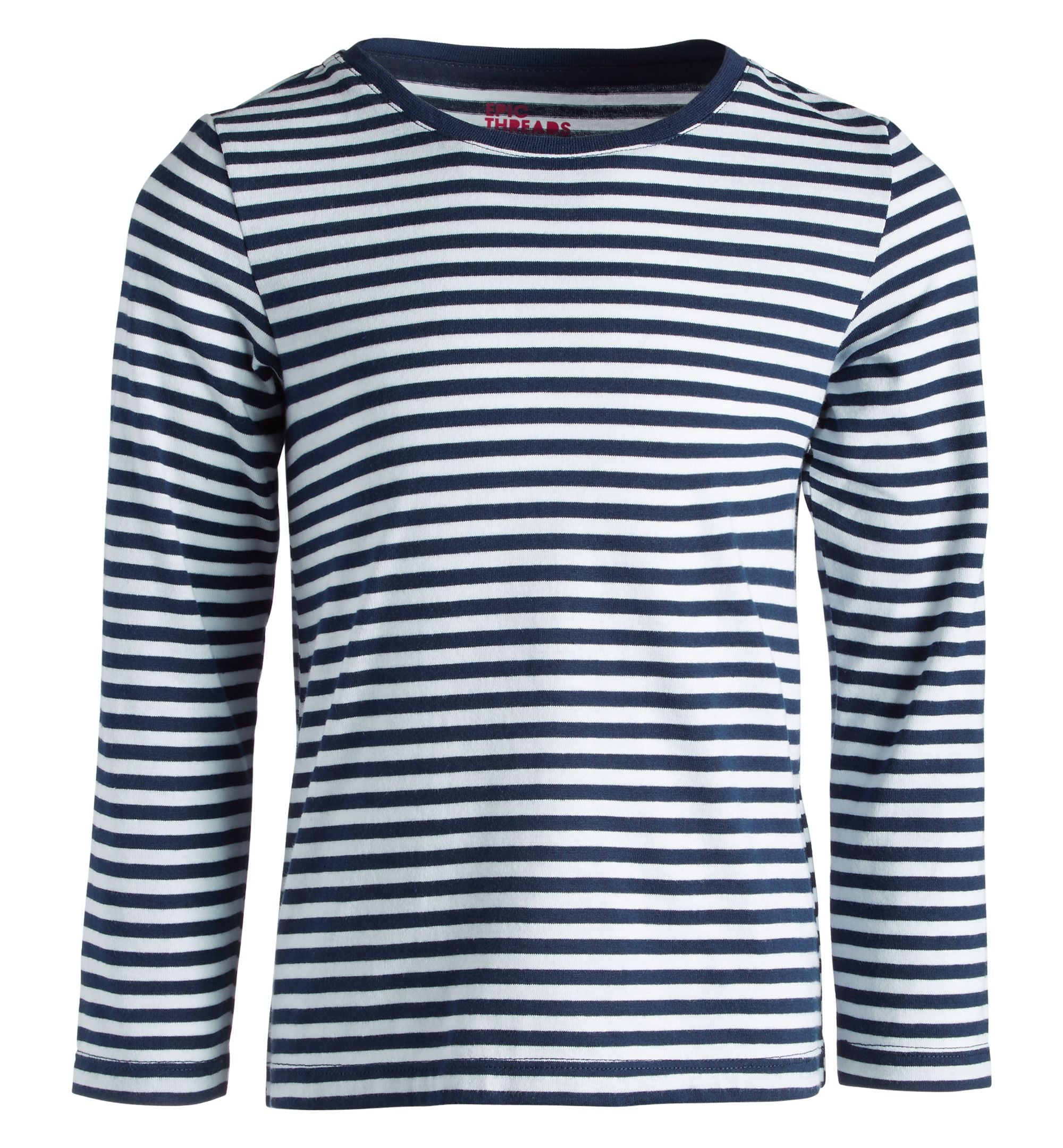 Big Girls Long Sleeved Basic Striped Tee