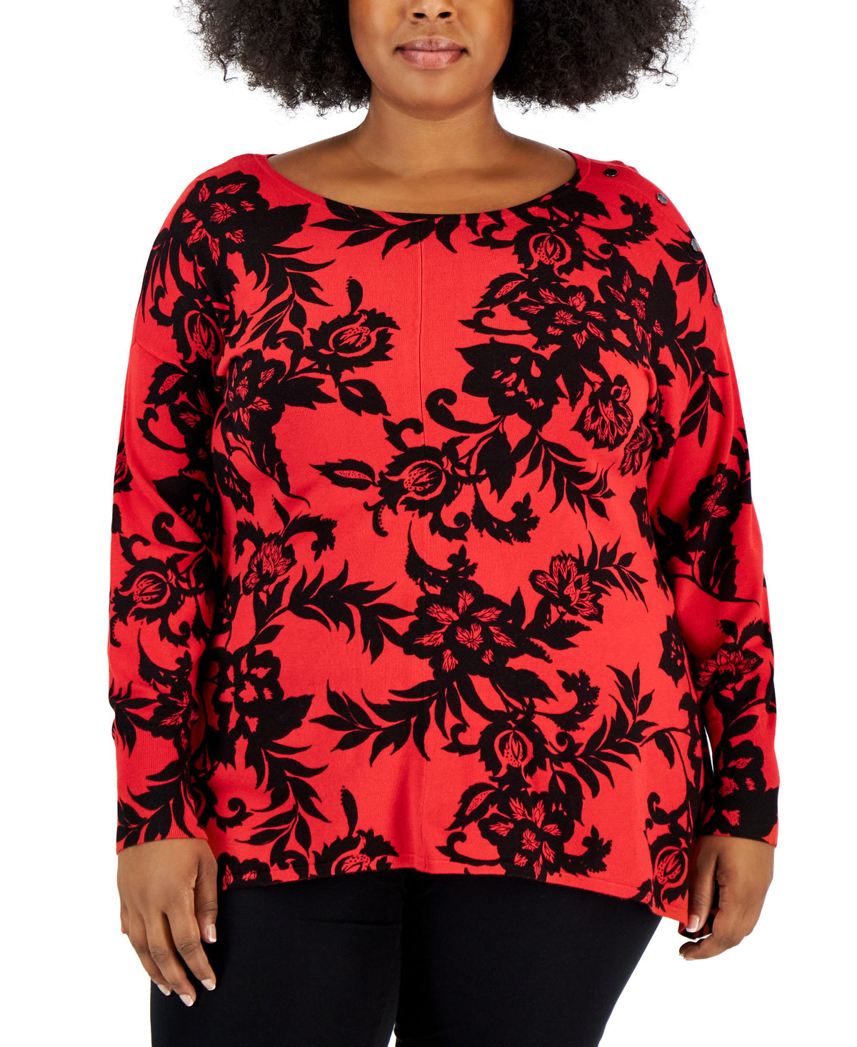 JM Collection Plus Size Sharkbite Sweater