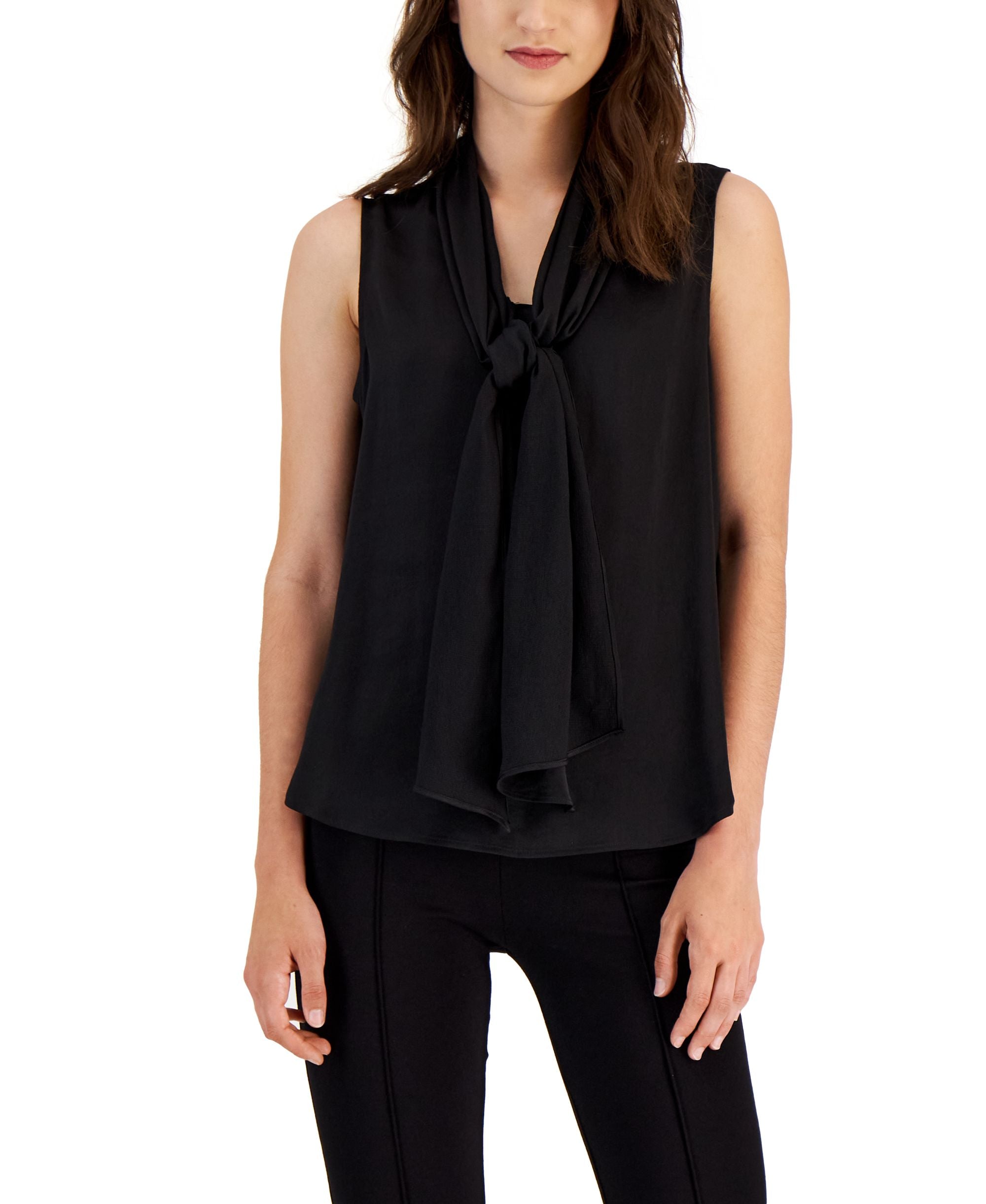Women's Tie-Neck Sleeveless Blouse