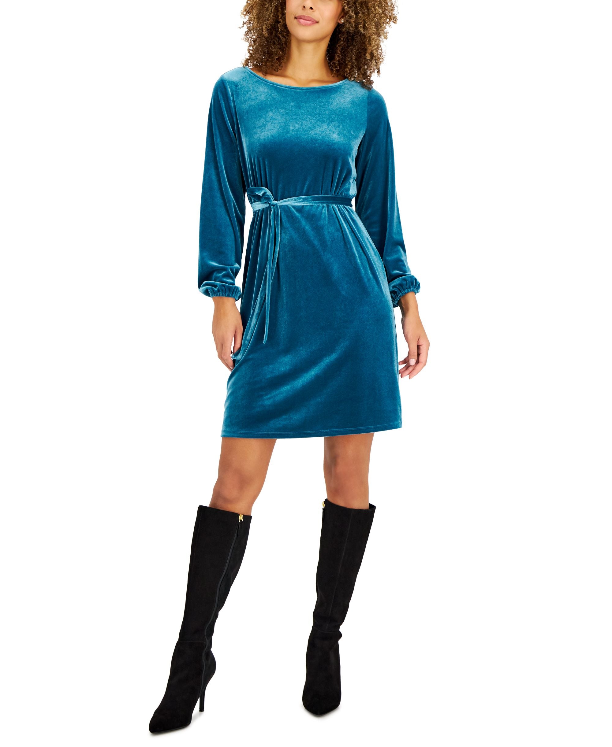 Women's Long-Sleeve Velvet Dress