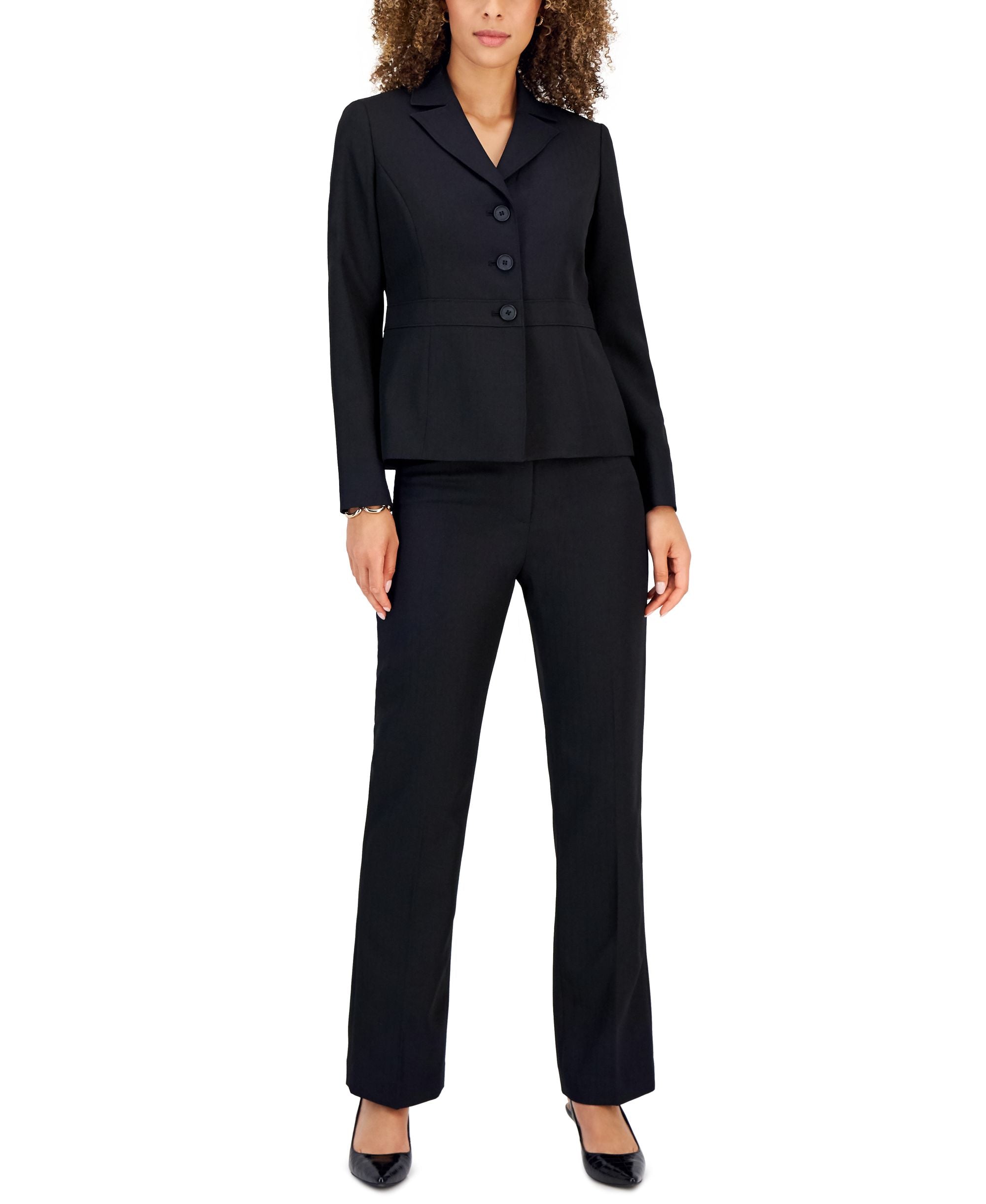 Three-Button Seamed Jacket & Kate Pants, Regular and Petite Sizes