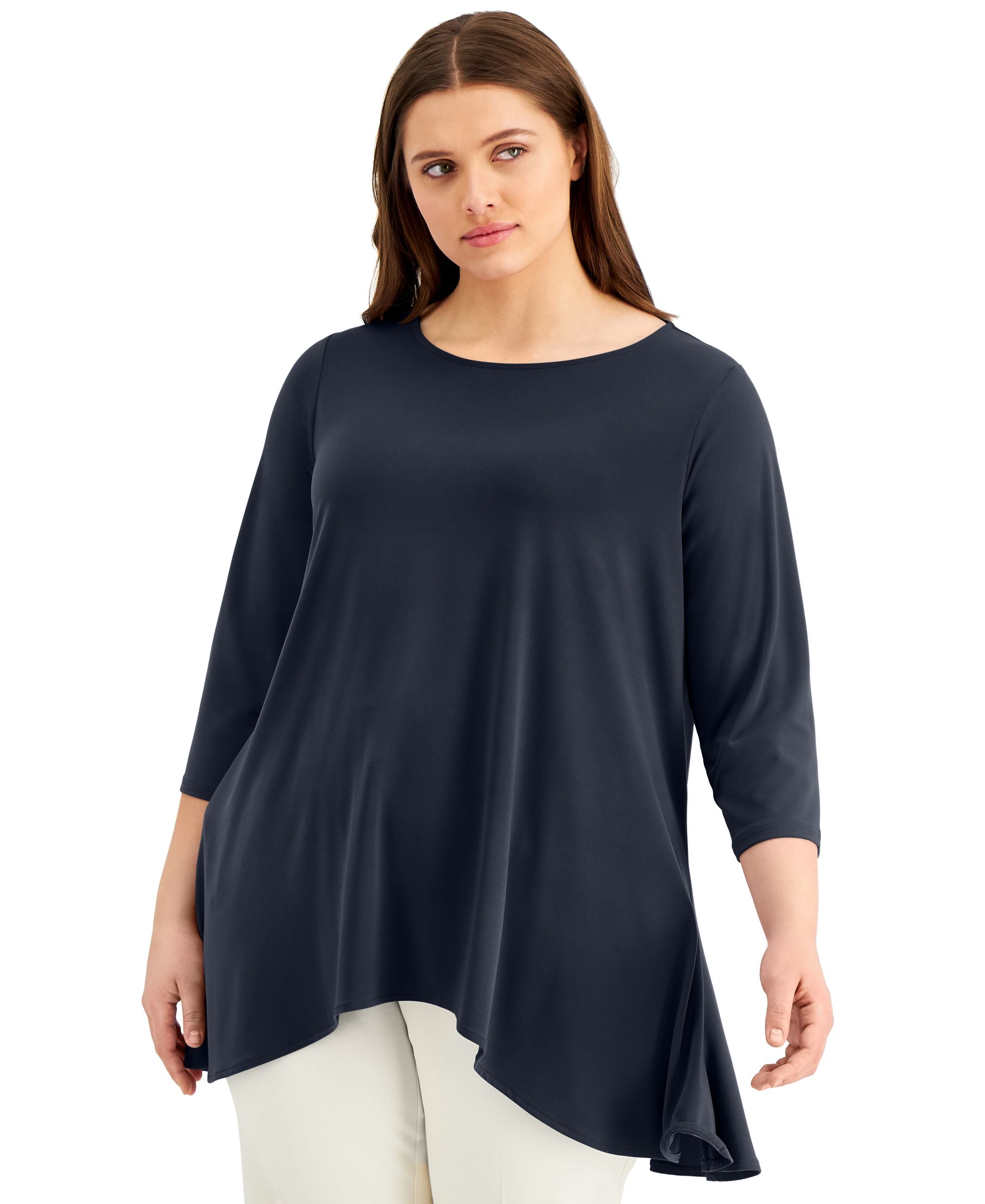 Alfani Plus Size Solid Swing Top