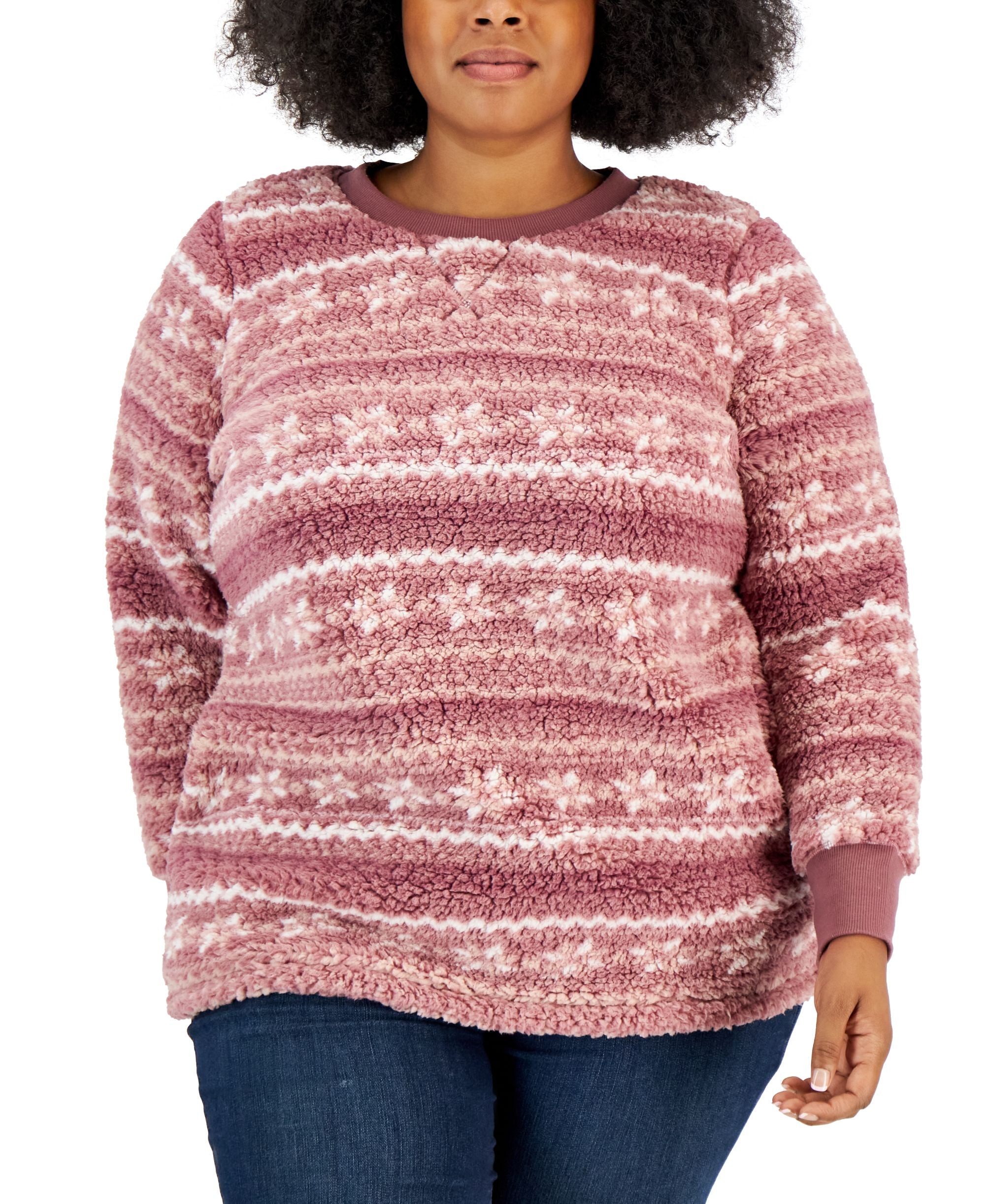 Style & Co Plus Size Fair Isle Sherpa Tunic