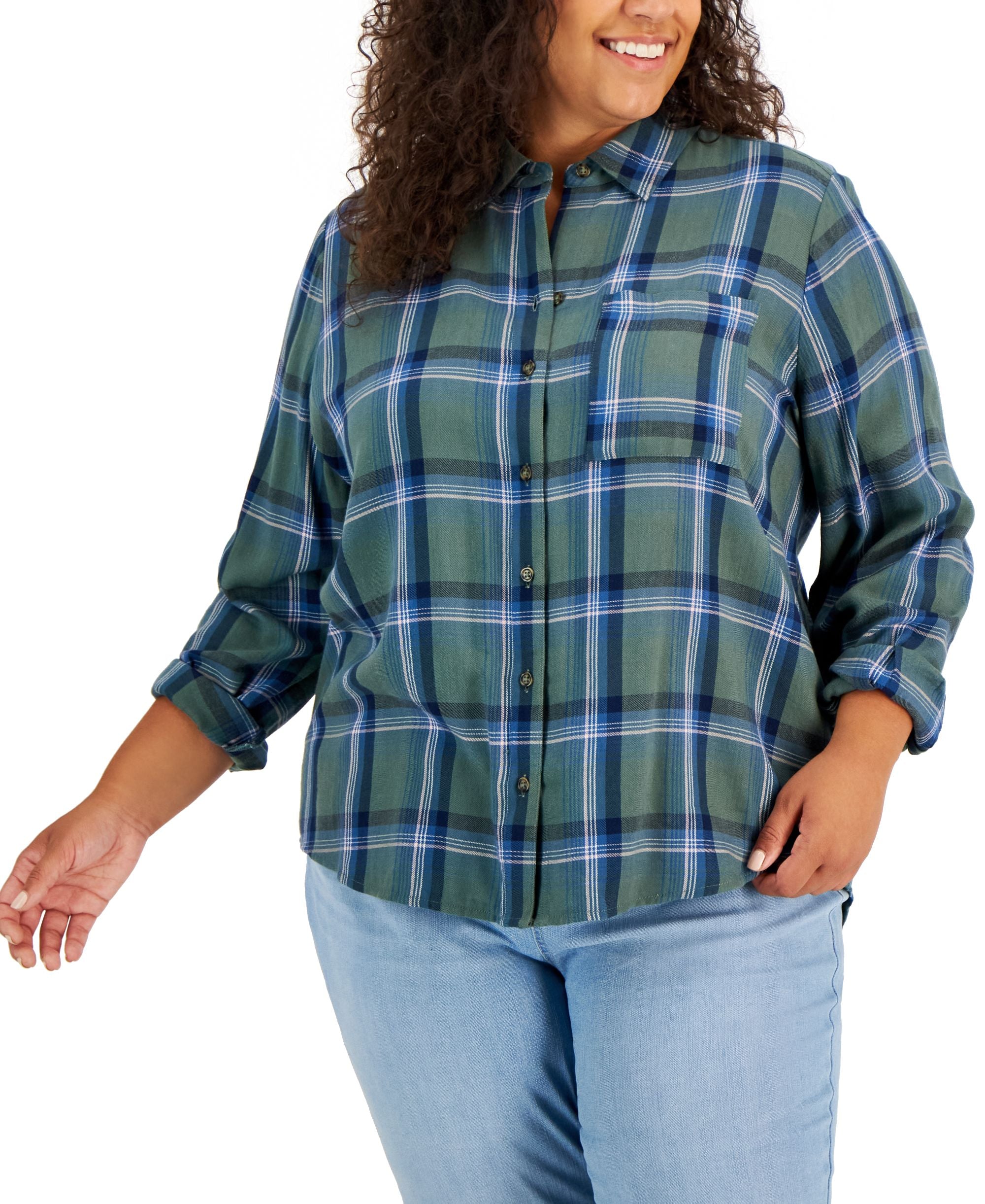 Style & Co Plus Size Plaid Perfect Shirt