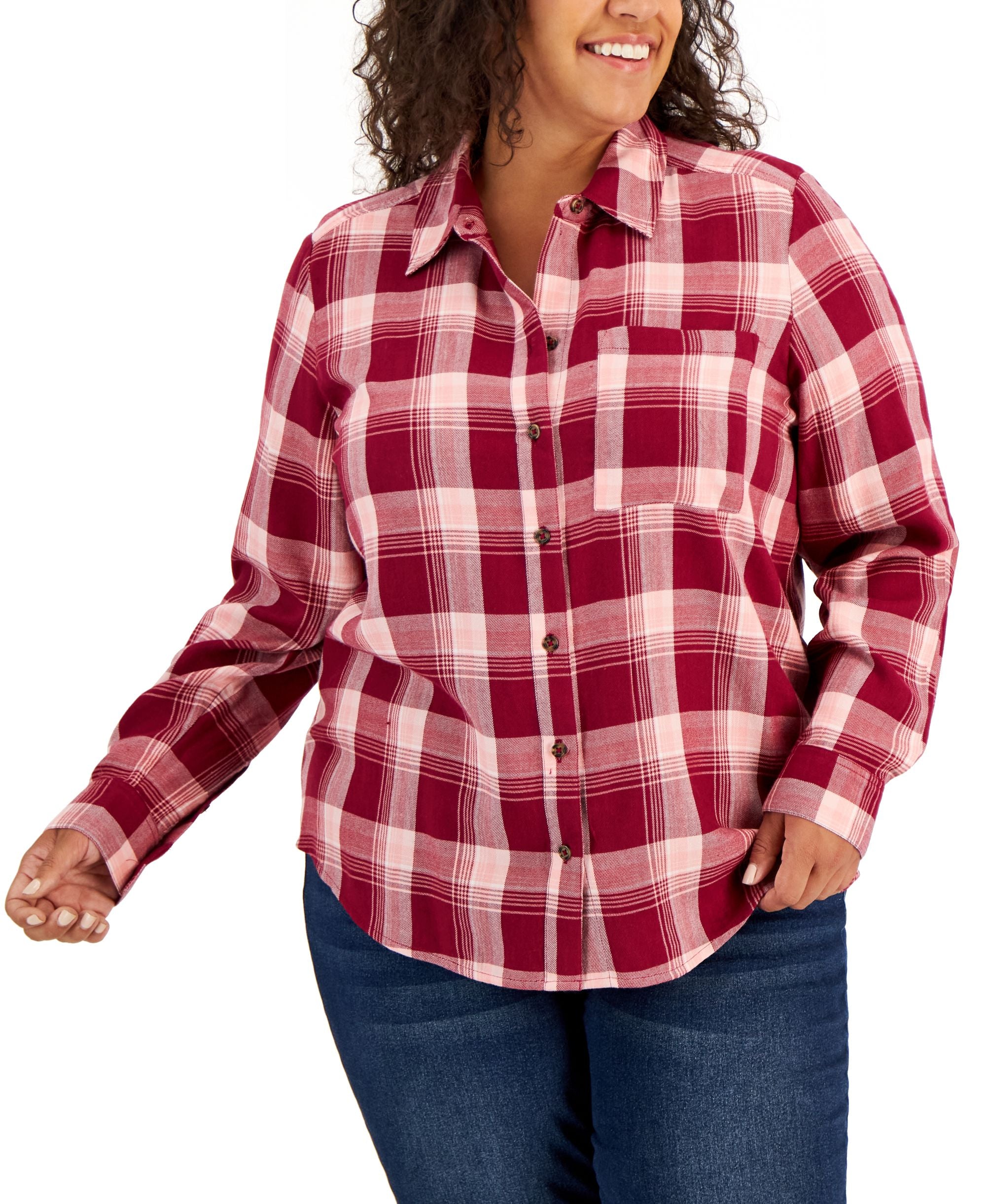Style & Co Plus Size Plaid Perfect Shirt