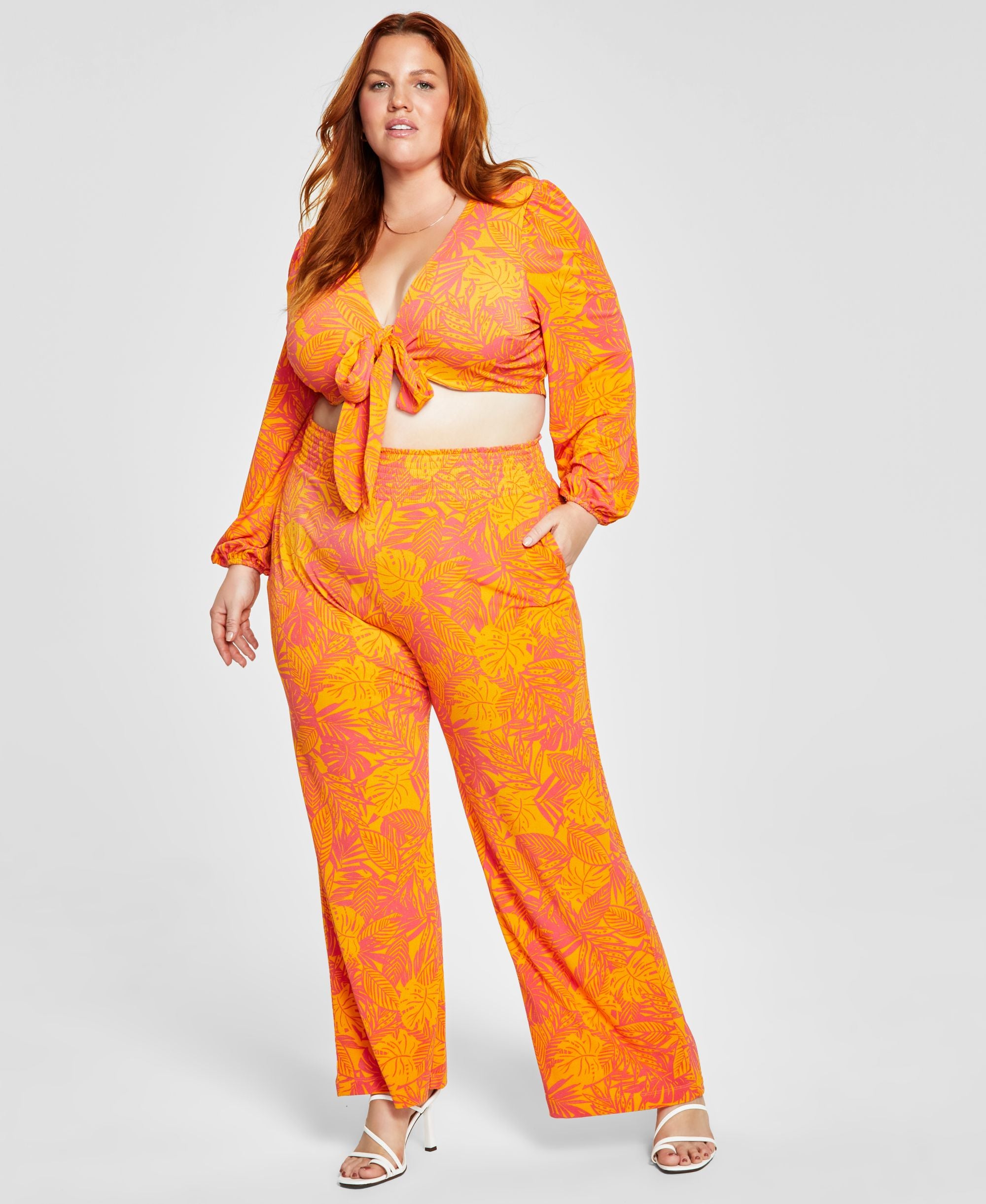 Bar III Trendy Plus Size Printed Soft Pants