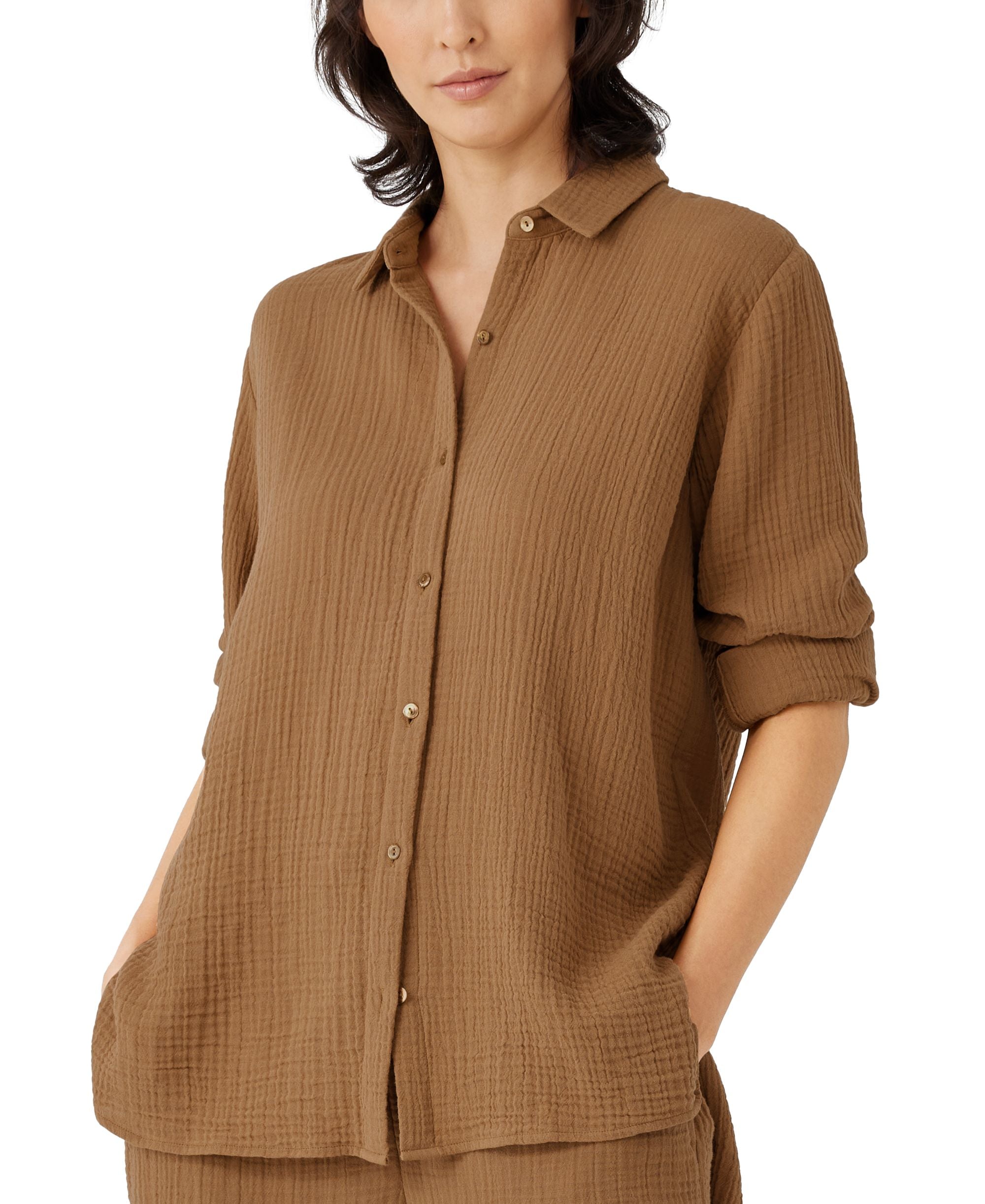 Eileen Fisher Womens Organic Cotton Shirt