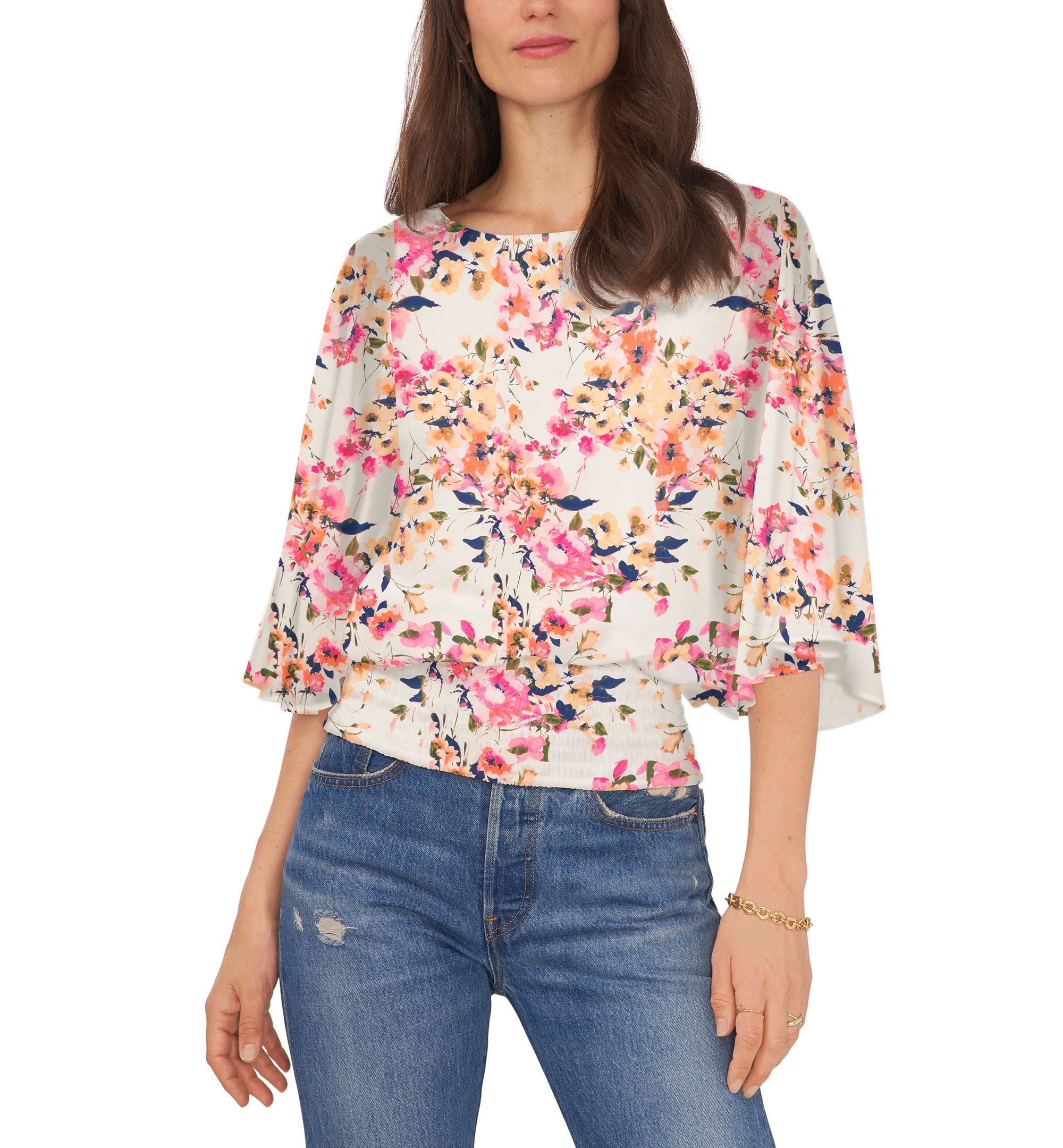 Sam Jess Printed Smocked Waist Top
