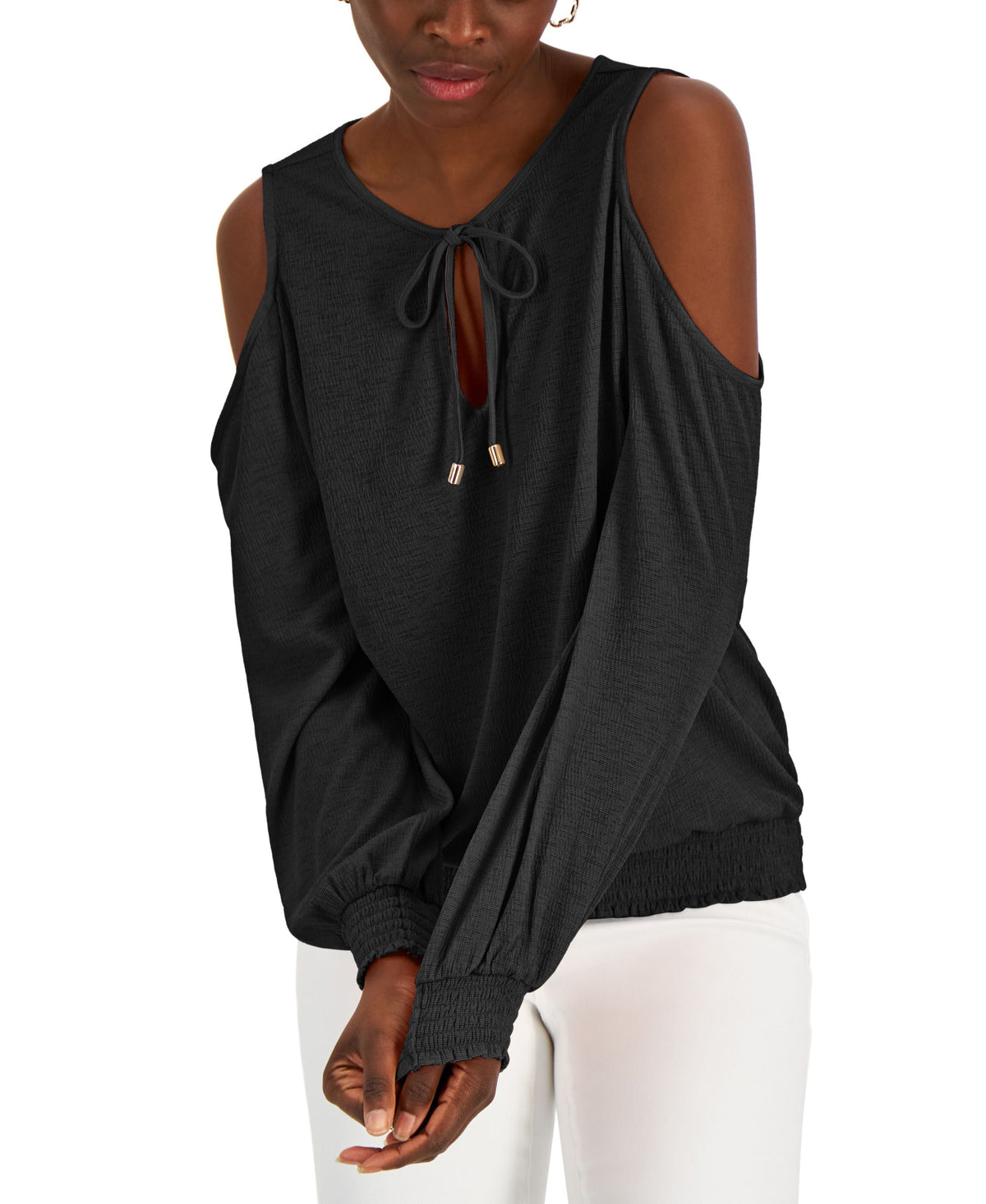 INC International Concepts Womens Cold Shoulder Knit Top