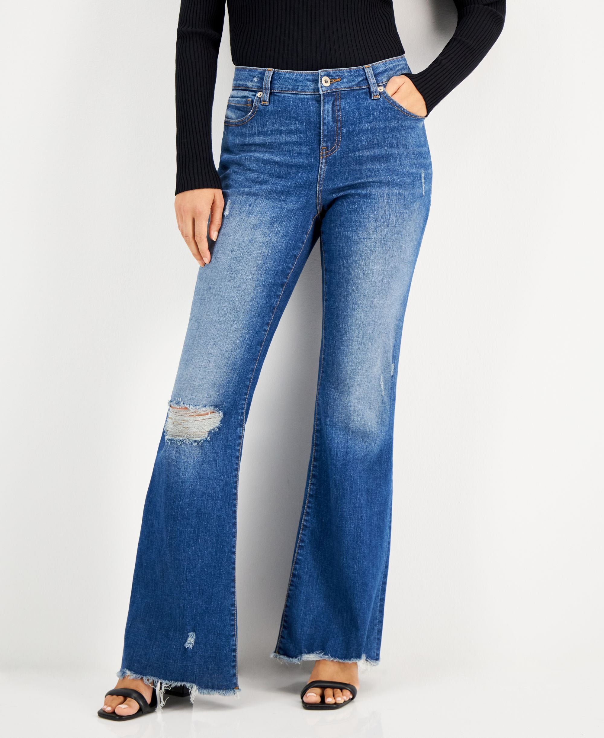Women's Ripped Flare-Leg Jeans