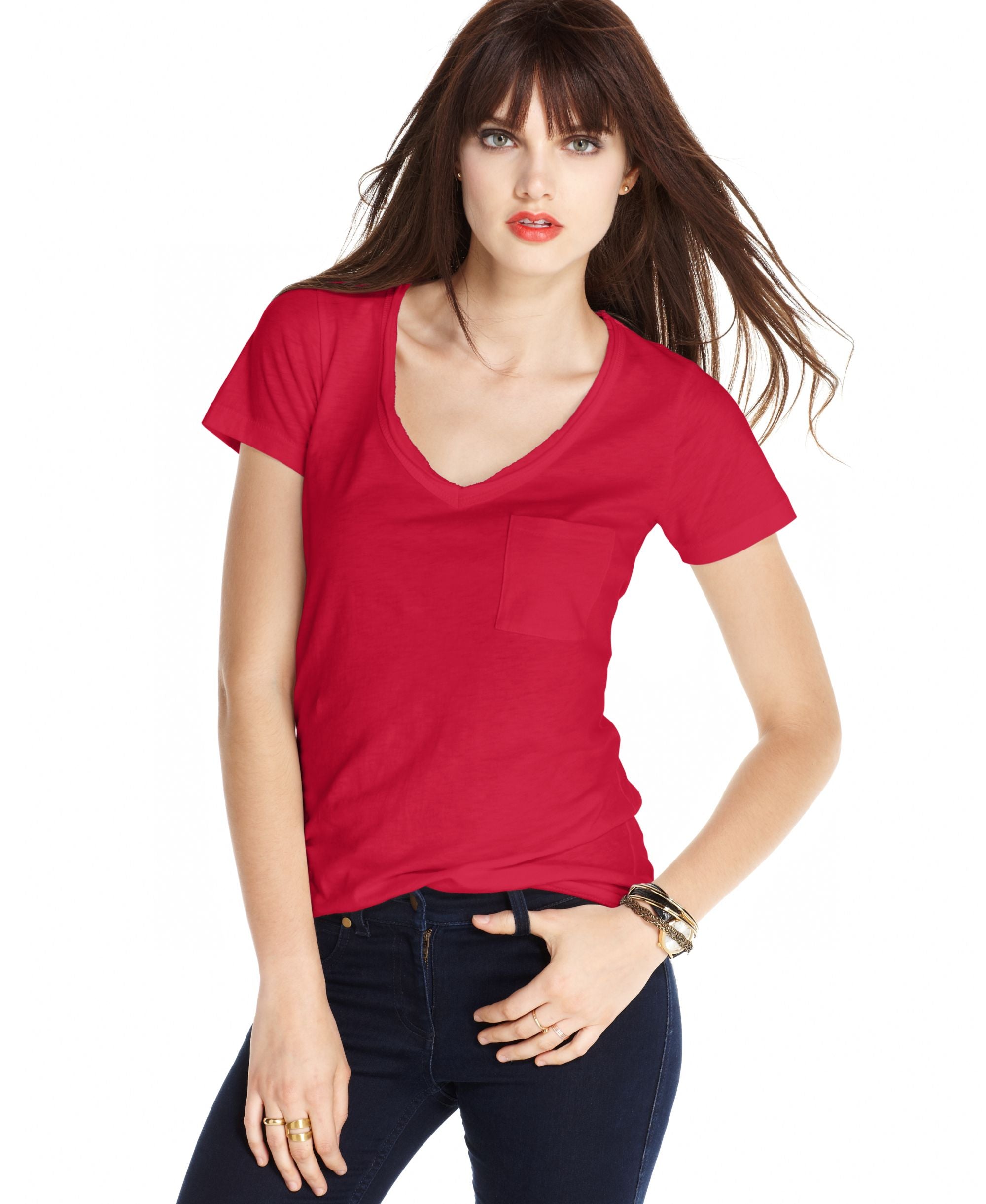 Maison Jules V Neck Pocket T-Shirt