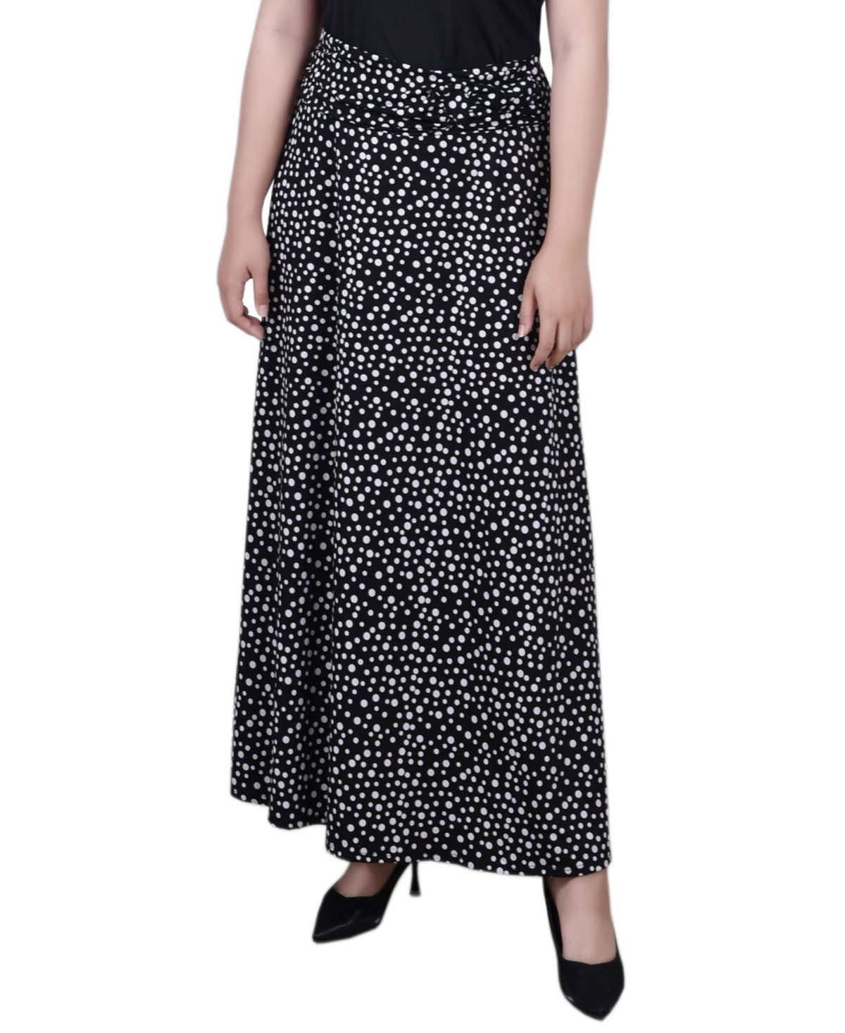 Petite Ring Faux Belt A Line Maxi Skirt