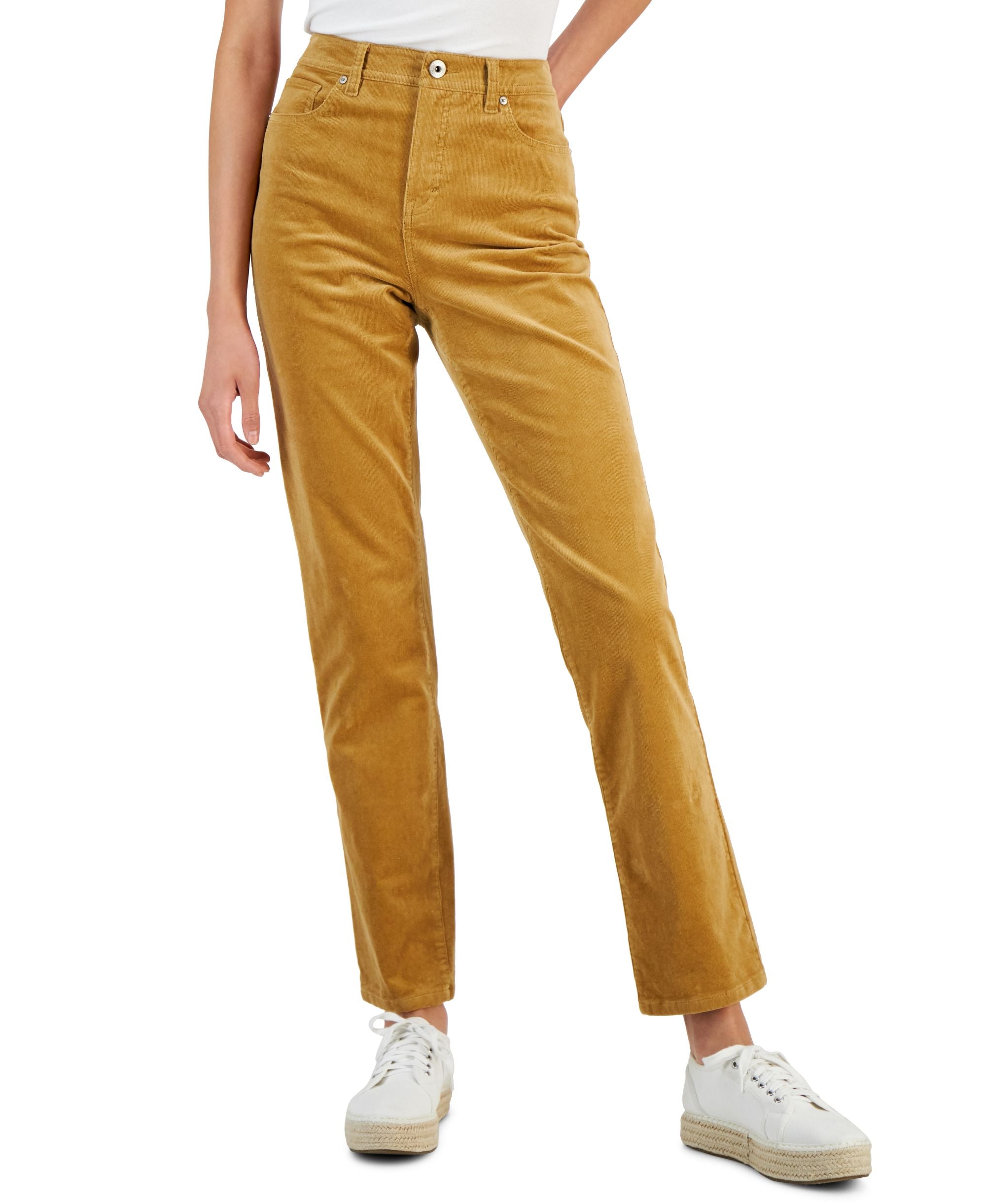 Style & Co Womens High Rise Straight Leg Corduroy Pants