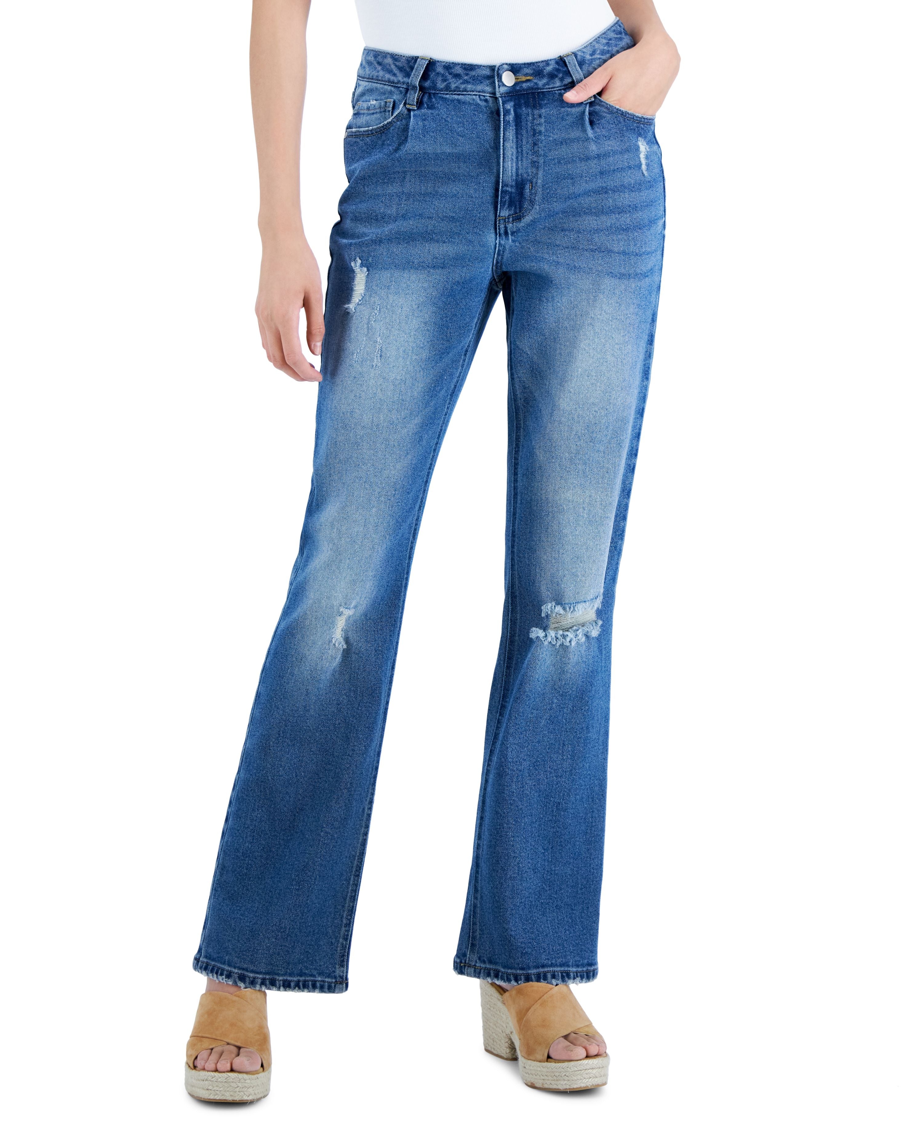 Juniors' High-Rise Relaxed Flare Jeans