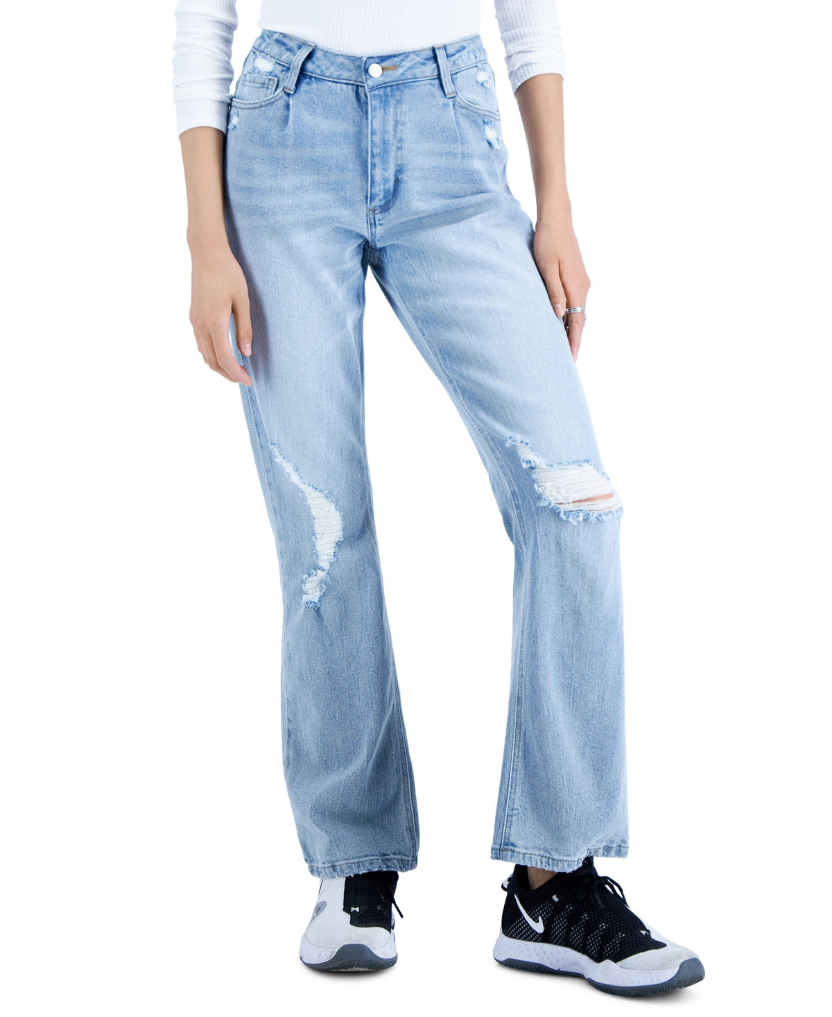 Juniors' High-Rise Relaxed Flare Jeans