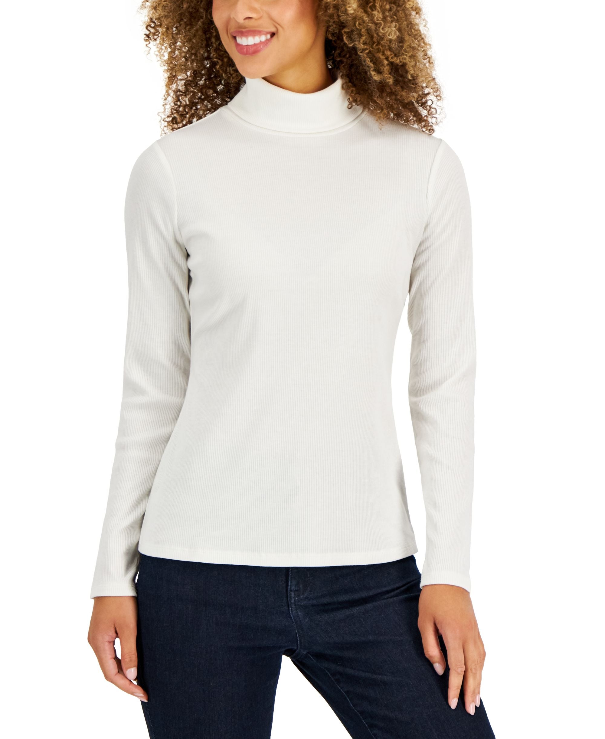 Style & Co Petite Ribbed Turtleneck Top