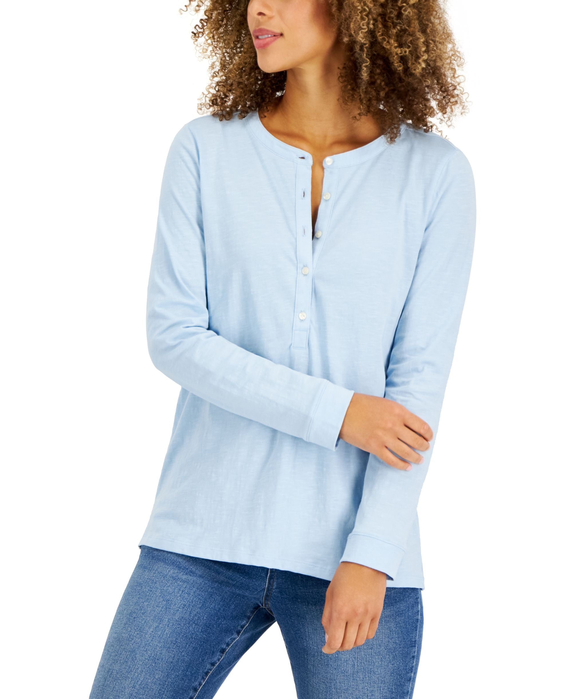 Style & Co Womens Cotton Crewneck Top