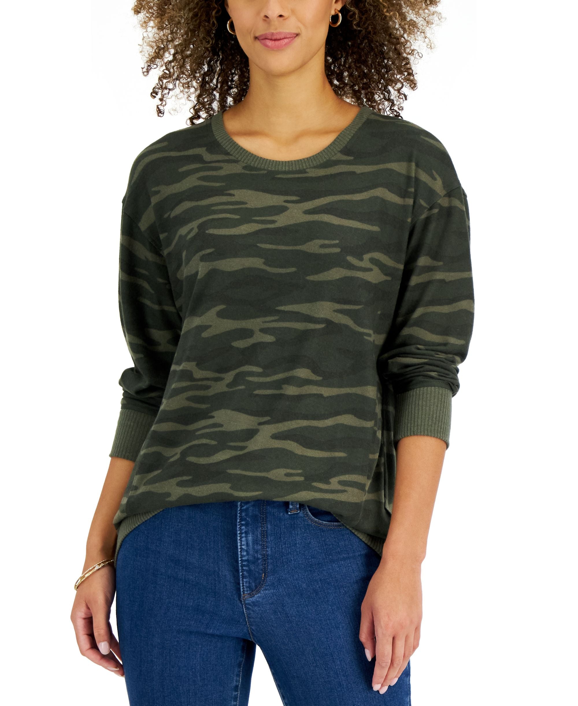 Women's Brushed-Knit Print Sweater