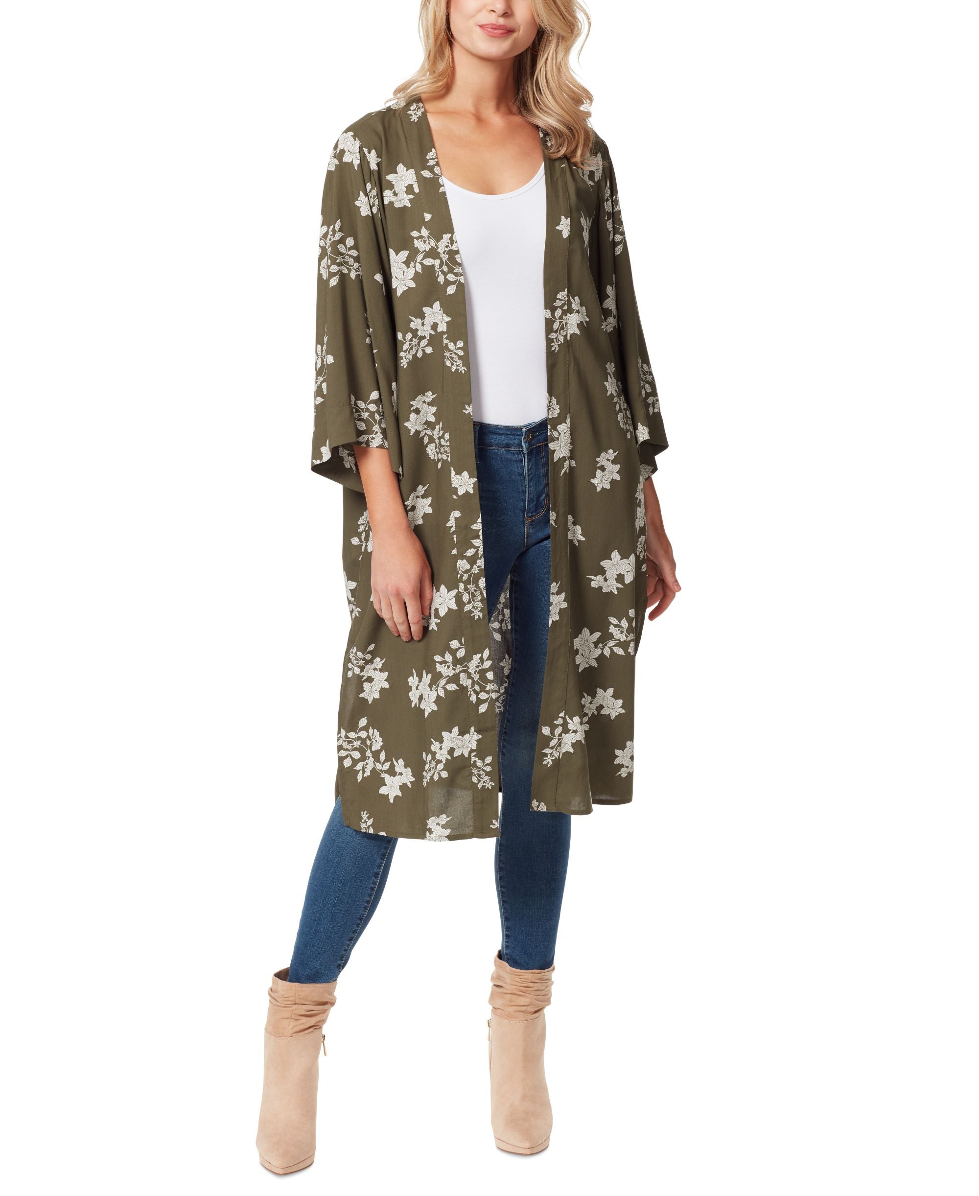 Jessica Simpson Womens Tina Printed Open Front Duster