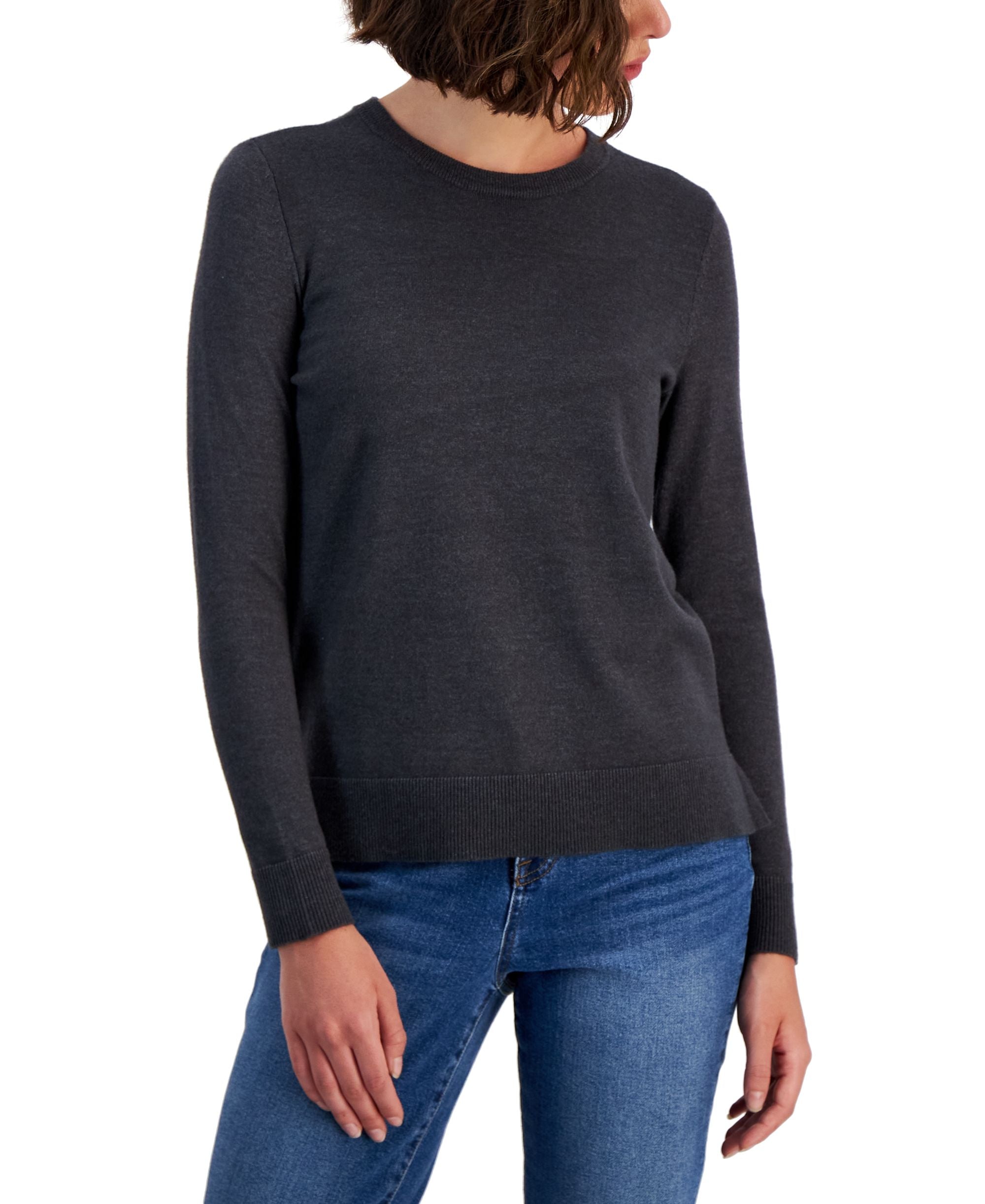 Style & Co Womens Long Sleeve Crewneck Sweater