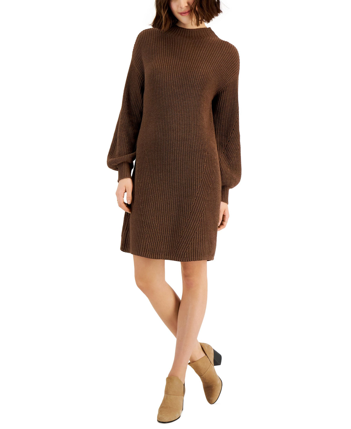 Style & Co Womens Mock Turtleneck Sweater Dress