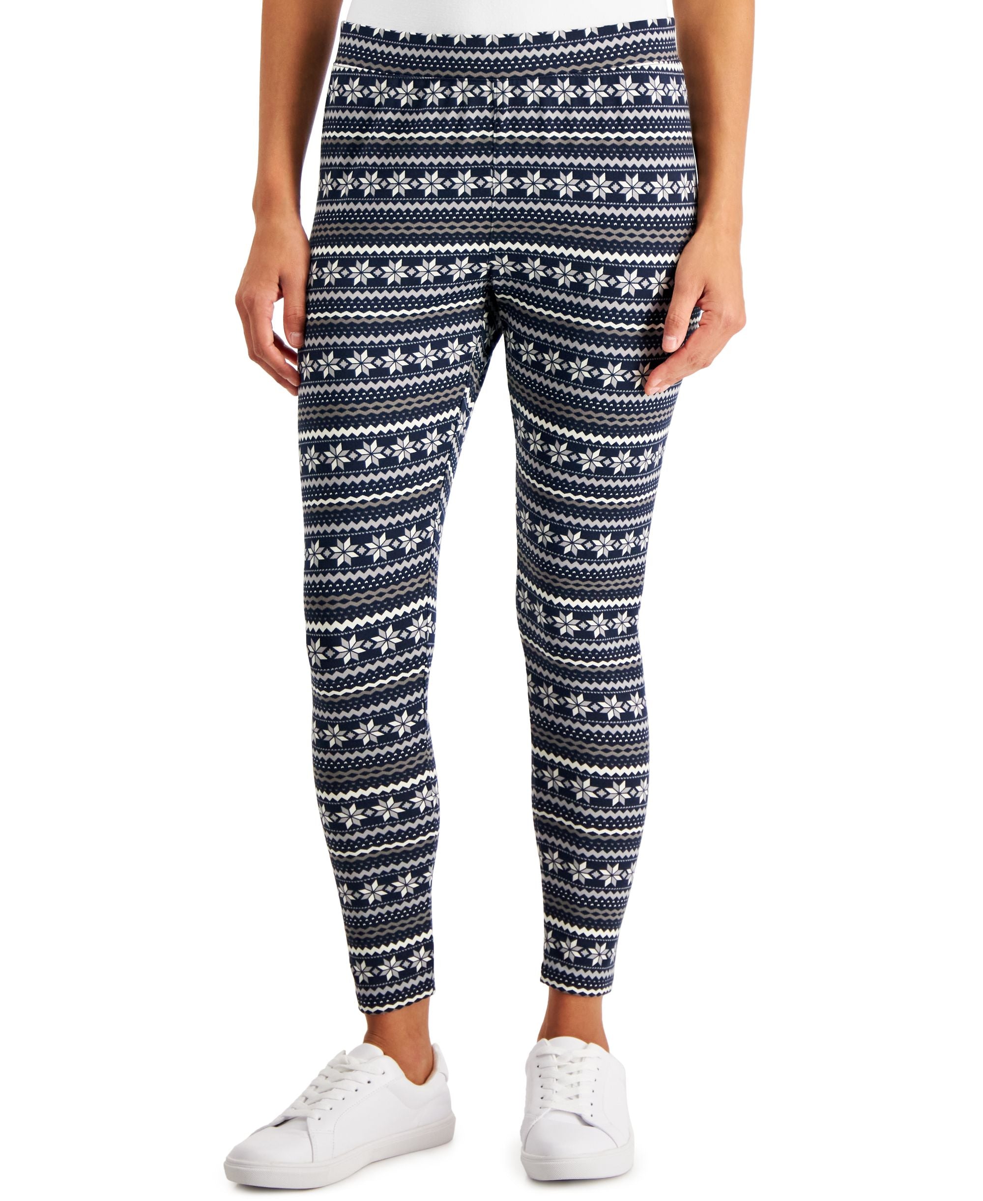 Style & Co Womens Fair Isle Print Fleece Leggings