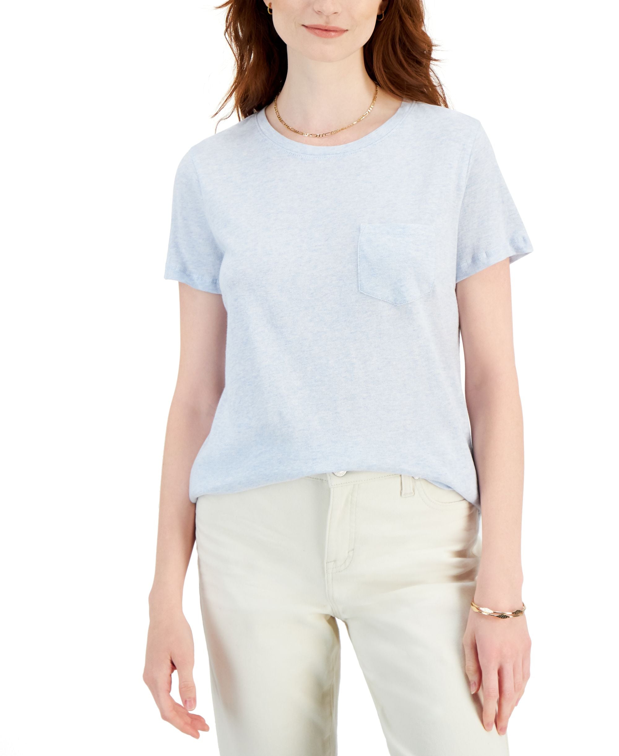 Style & Co Womens Cotton Pocket T-Shirt