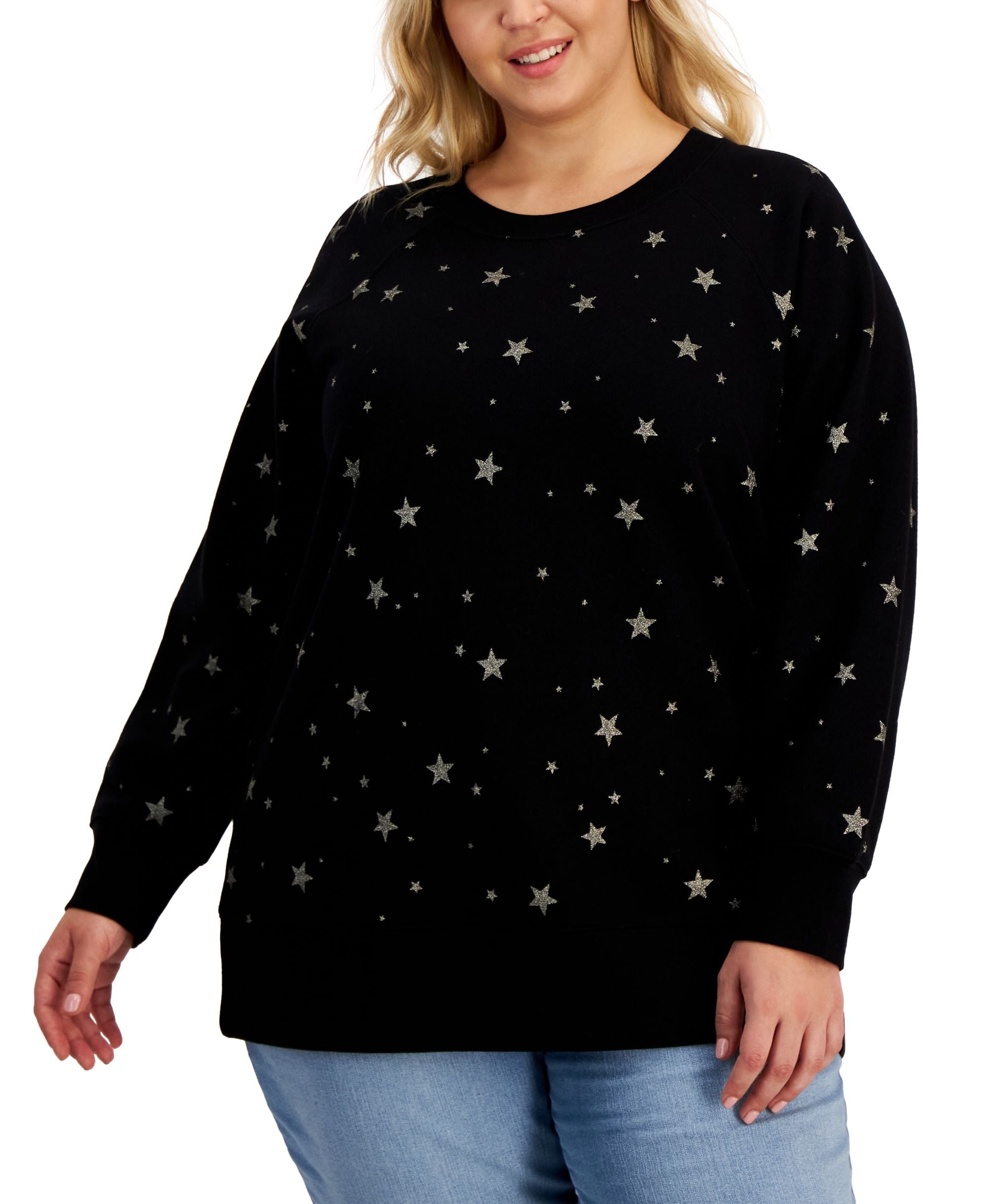 Style & Co Plus Size Star Print Fleece Tunic