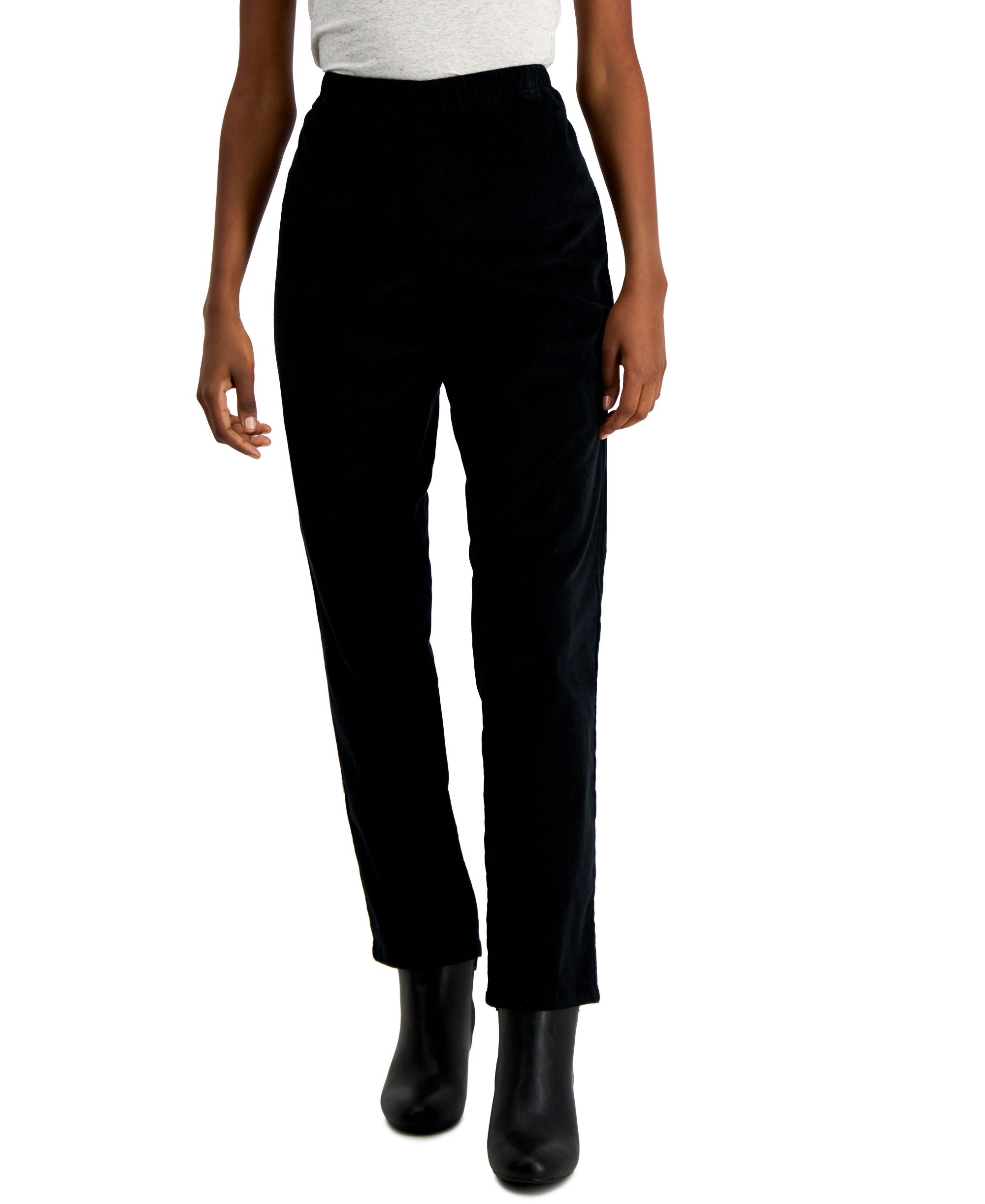 Karen Scott Petite Mid Rise Pull On Corduroy Pants