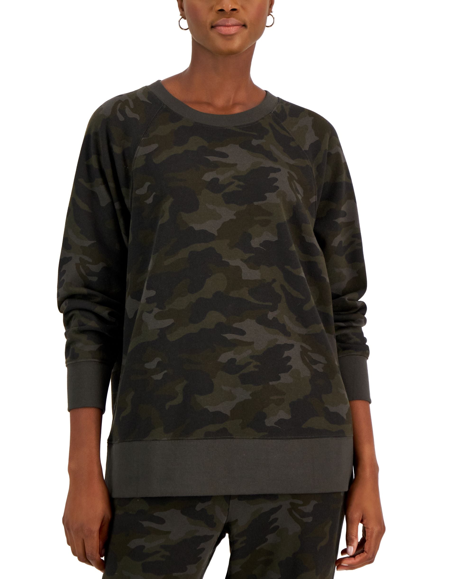 Style & Co Petite Fleece Camo Sweatshirt