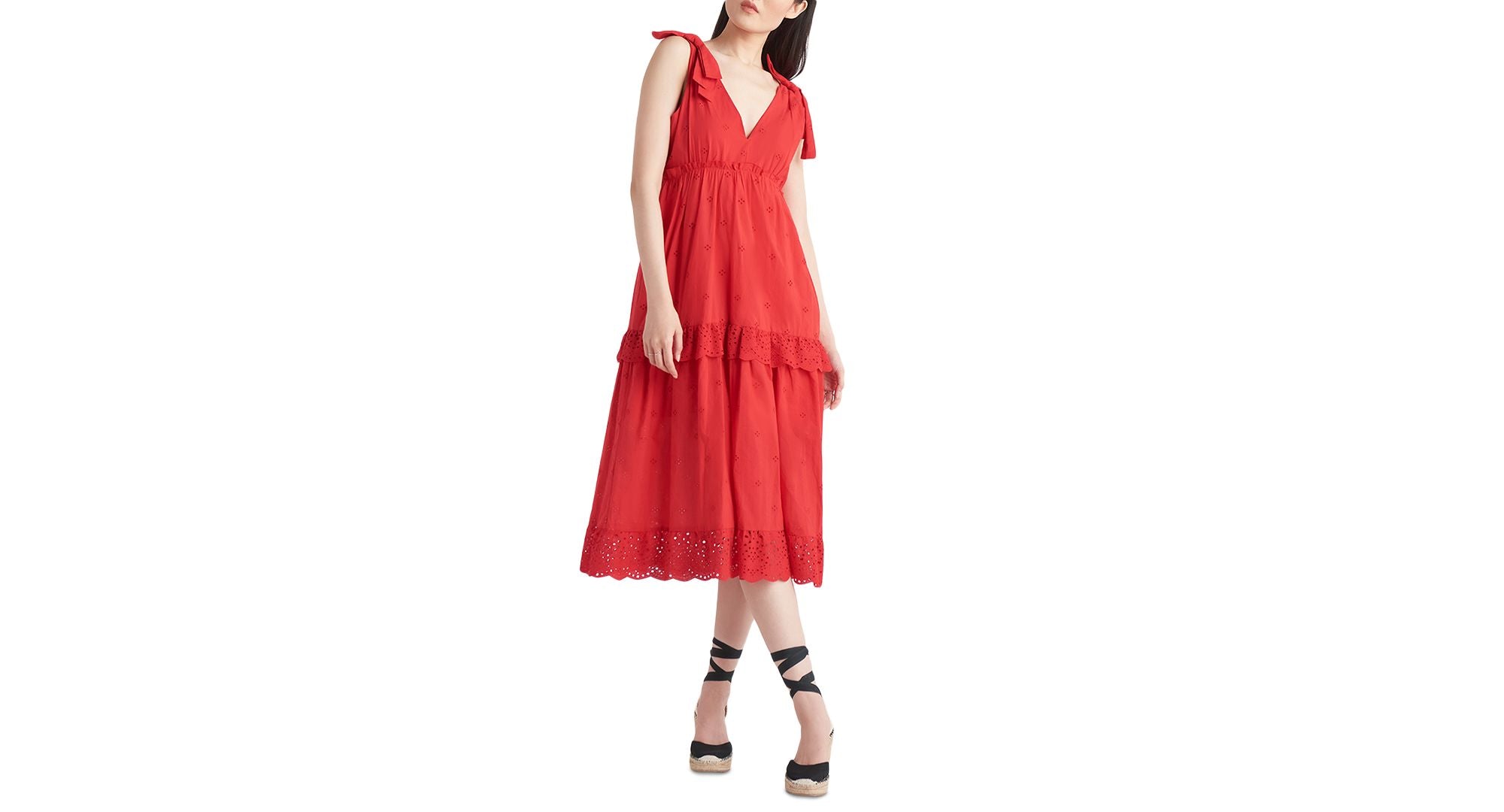 Petite Cotton Eyelet Midi Dress