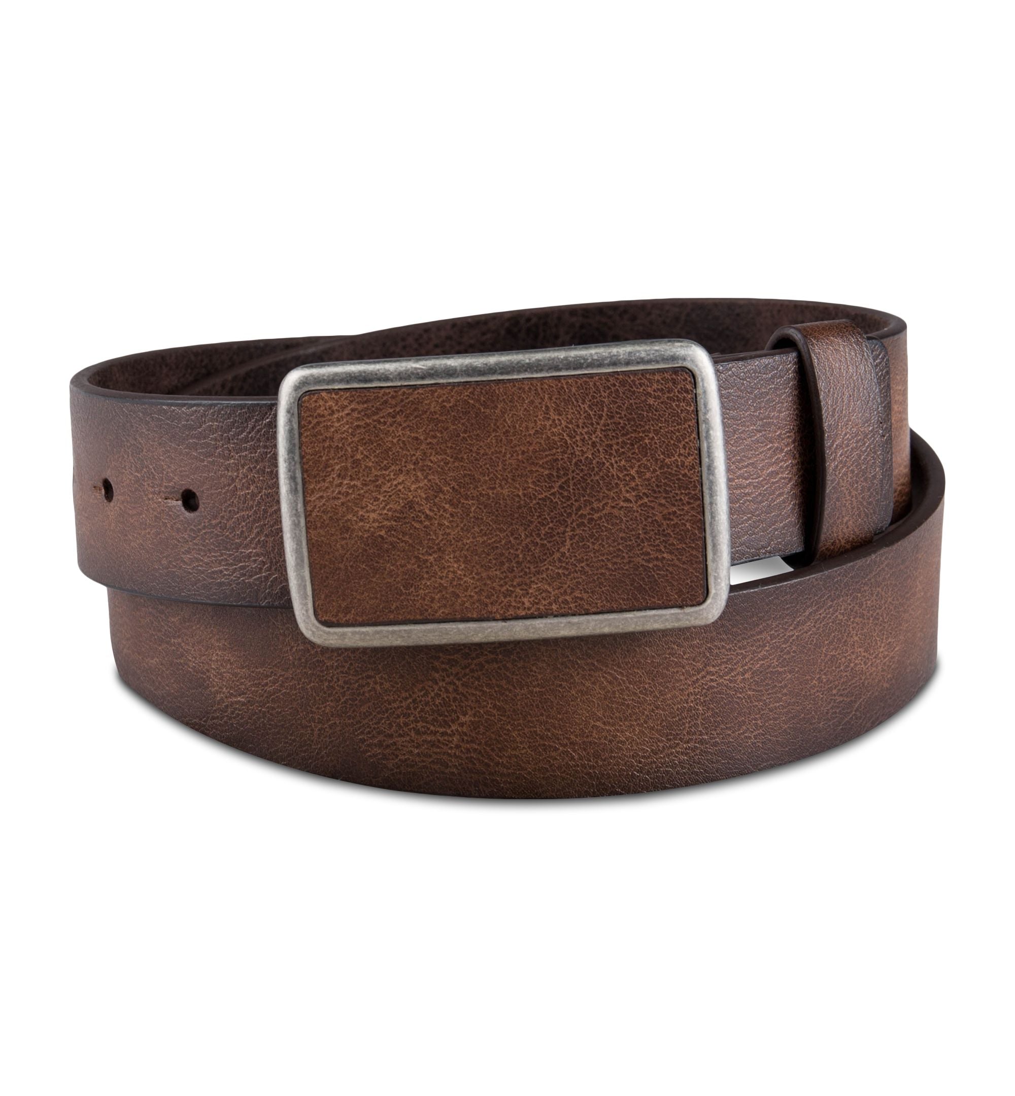 Men's Bonded Leather Plaque Buckle Belt