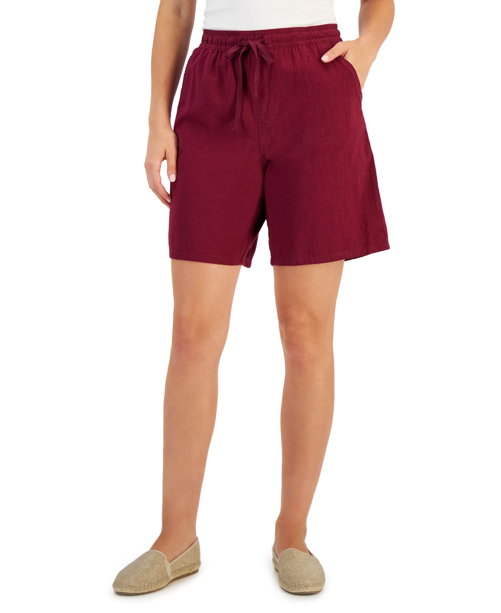 Karen Scott Gemma Cotton Drawstring Bermuda Shorts